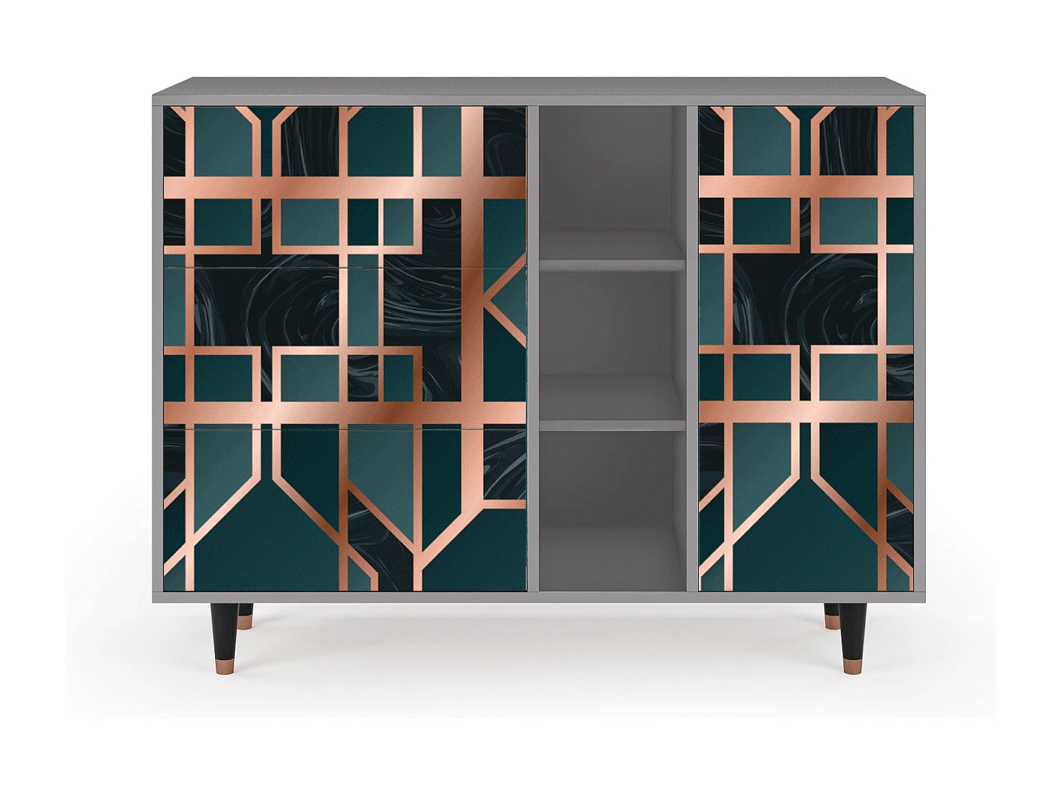 Kredens - 125x98x48 cm - BS2 - Emerald Metro, Szary