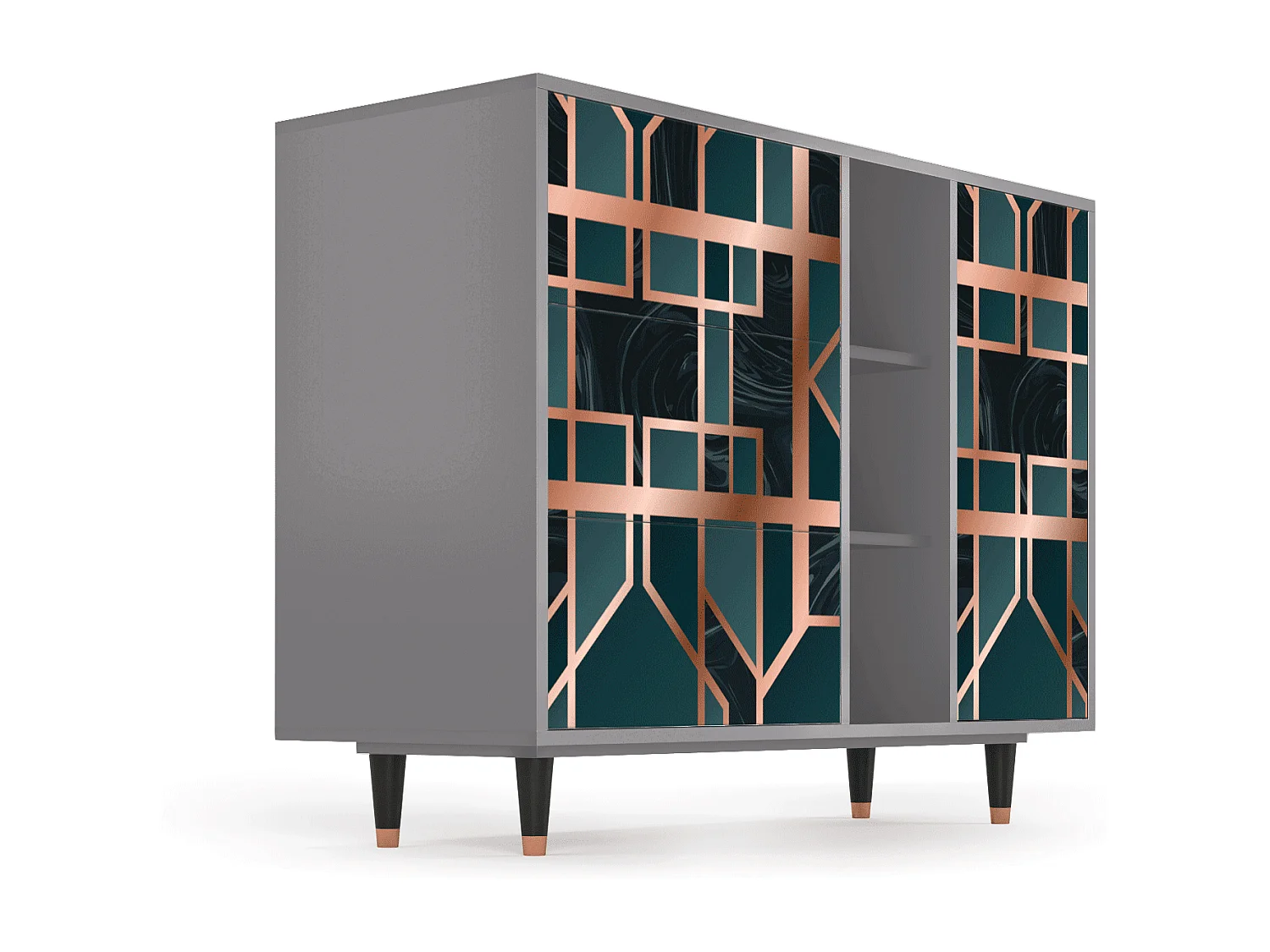 Kredens - 125x98x48 cm - BS2 - Emerald Metro, Szary