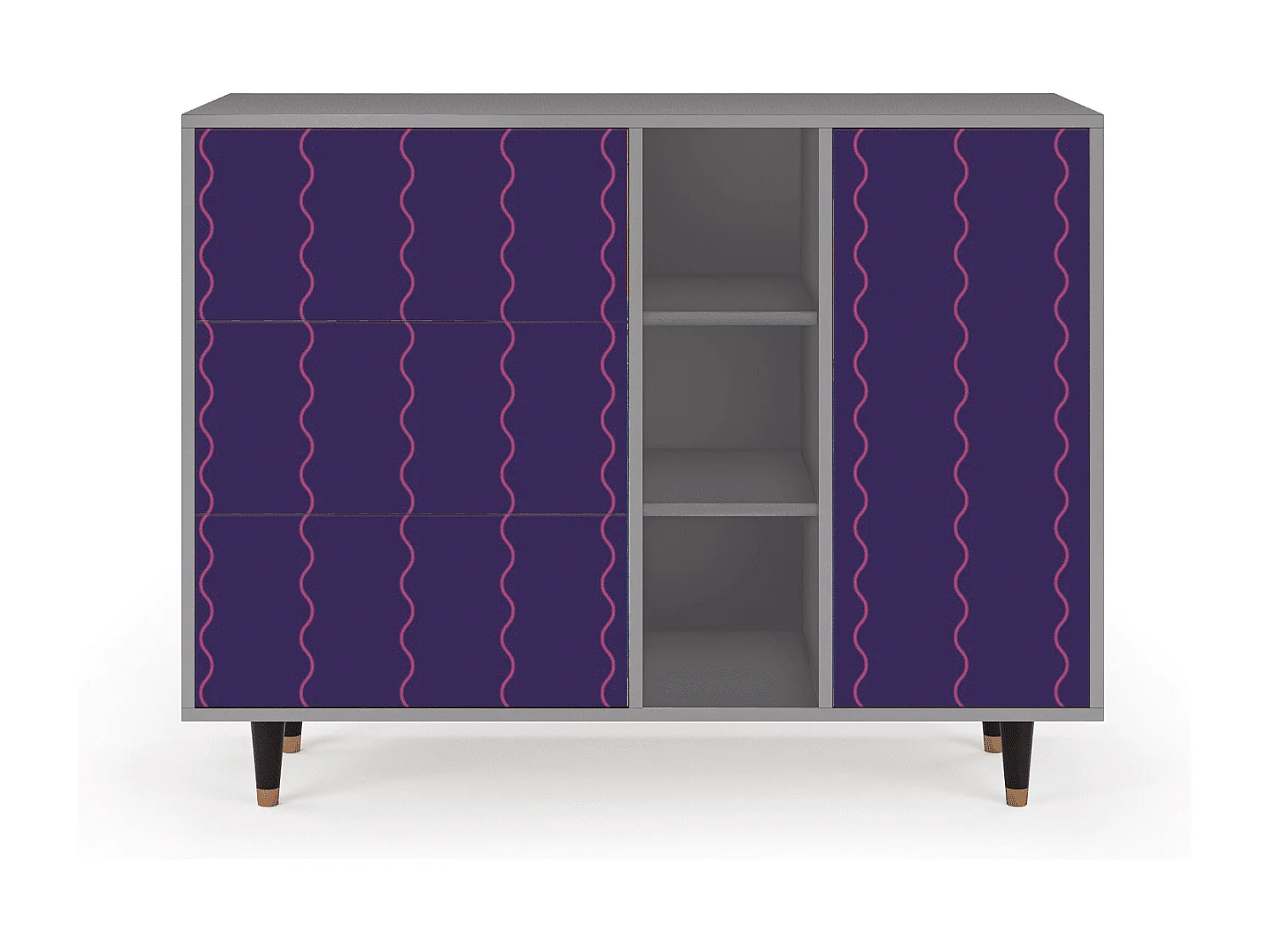 Kredens - 125x98x48 cm - BS2 - Grape Maccaroni, Szary