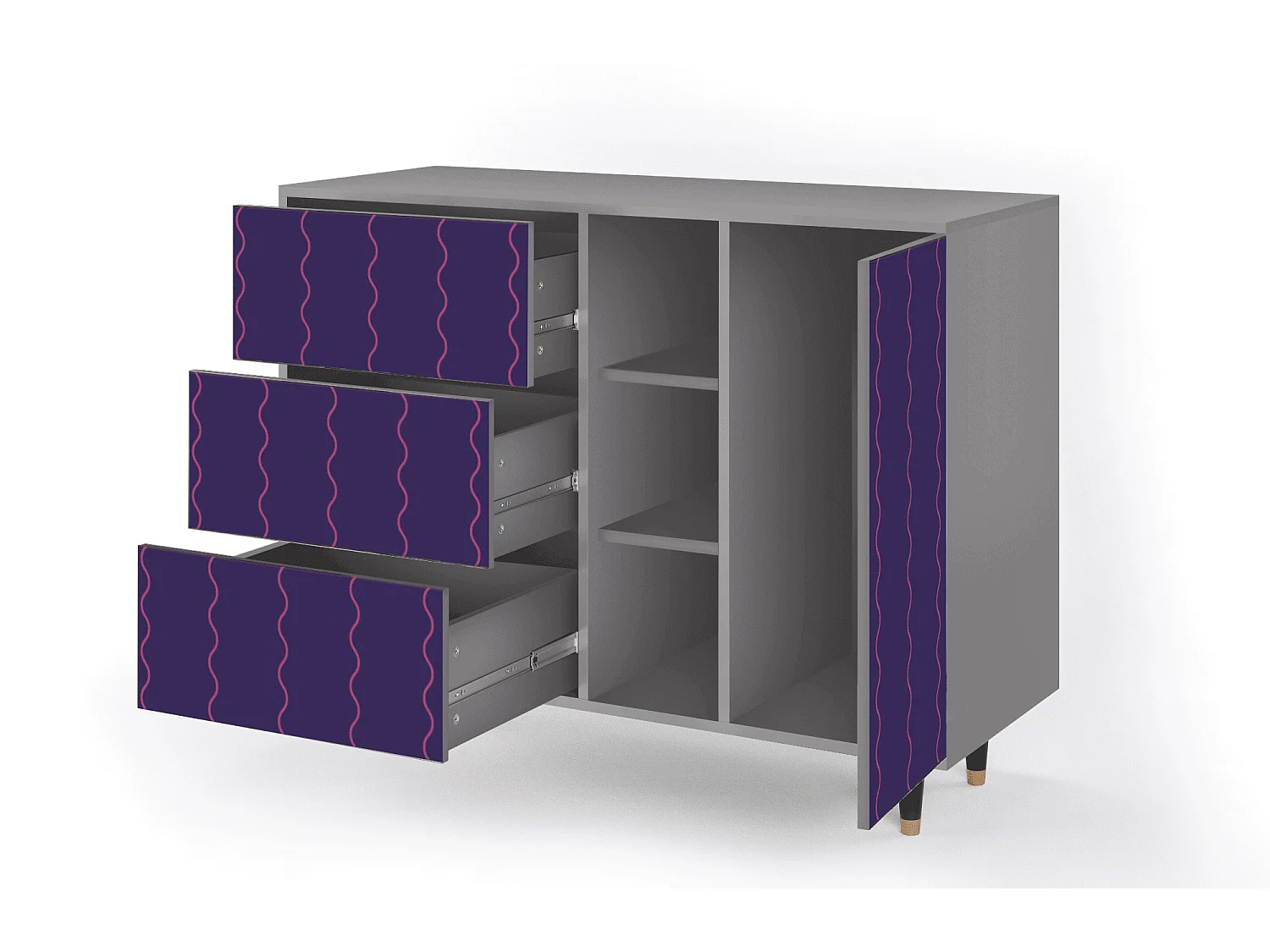 Buffet - 125x98x48 cm - BS2 - Grape Maccaroni, Gris