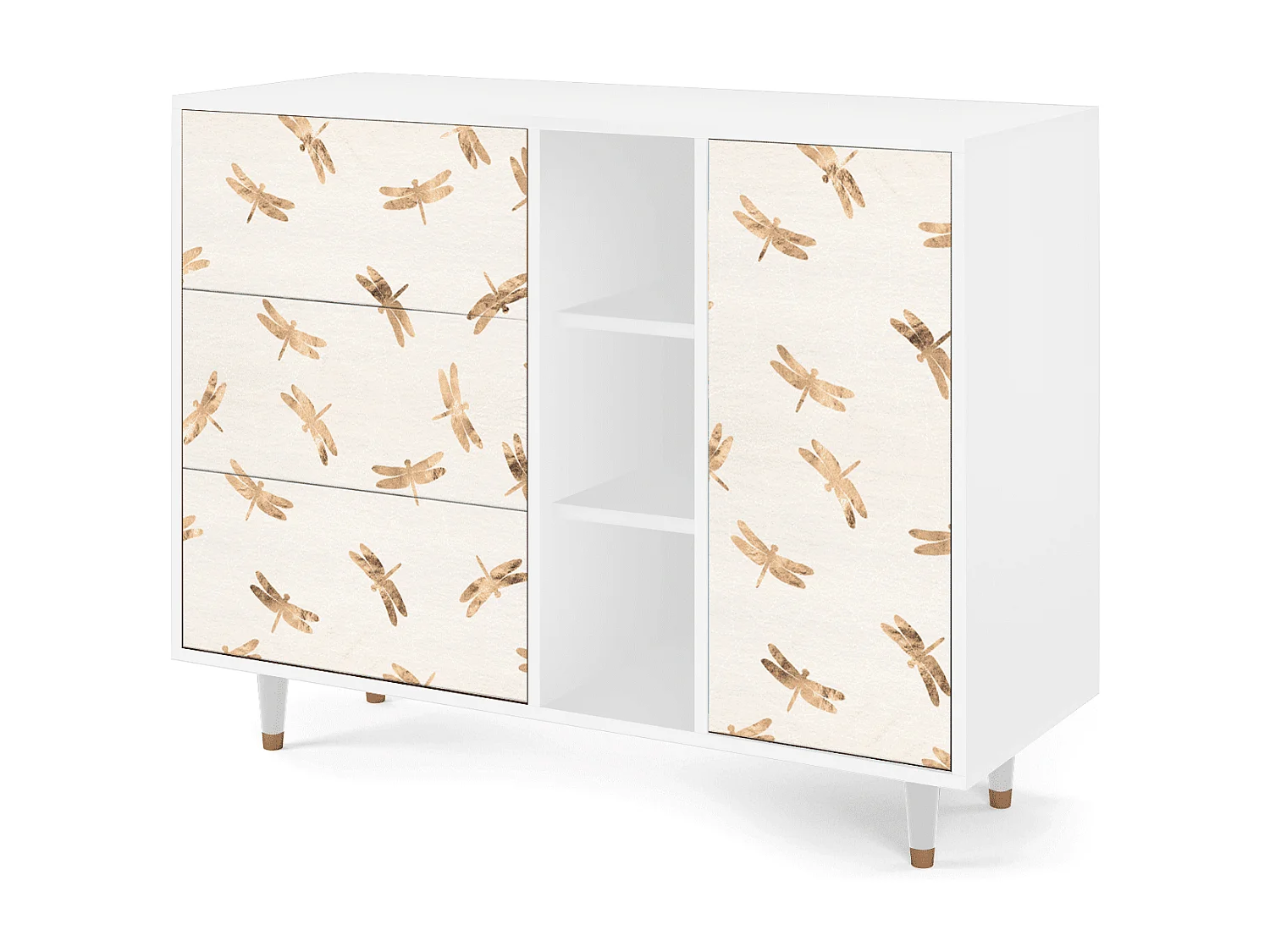 Buffet - 125x98x48 cm - BS2 - Nude Dragonflies, Blanc