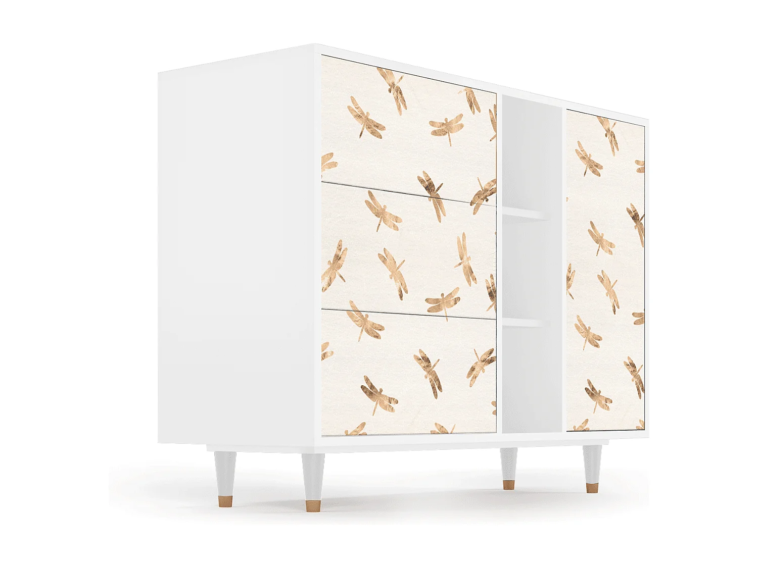 Buffet - 125x98x48 cm - BS2 - Nude Dragonflies, Blanc