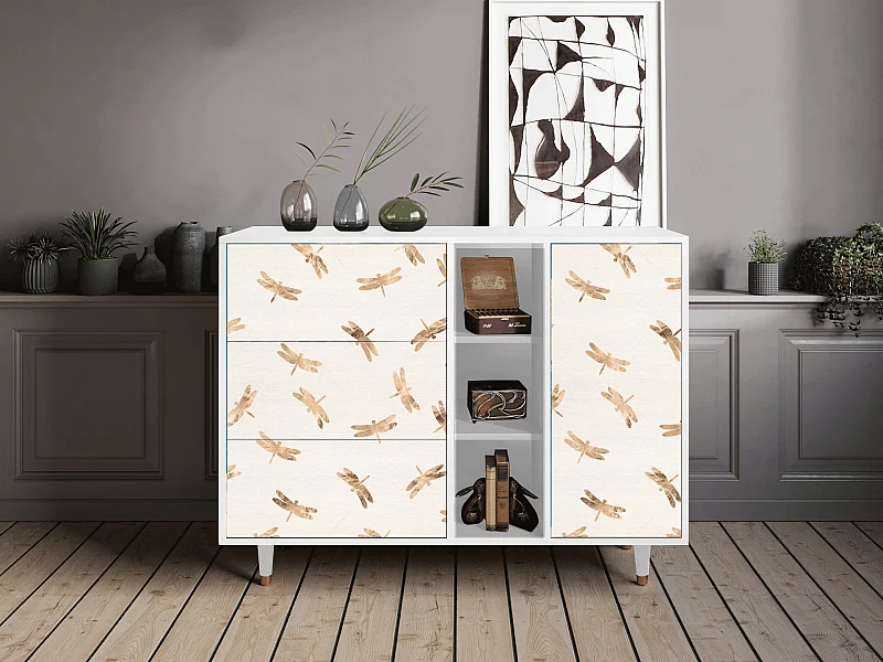 Dressoir - 125x98x48 cm - BS2 - Nude Dragonflies, Wit