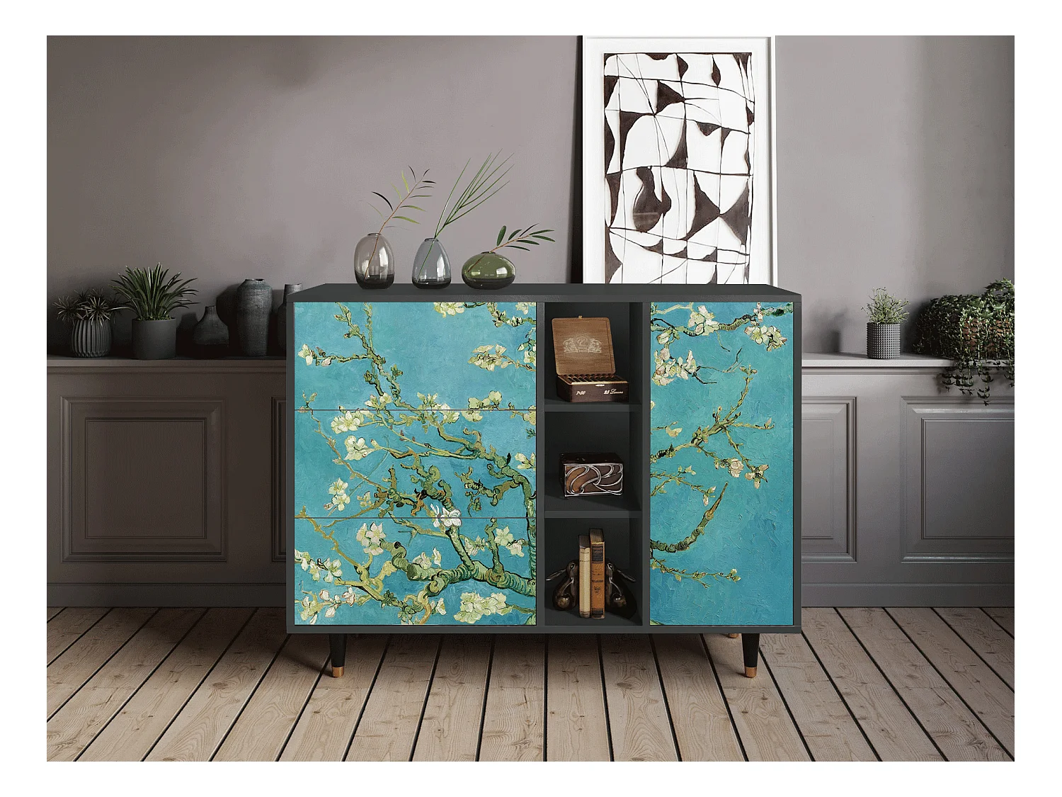 Dressoir - 125x98x48 cm - BS2 - Almond Blossom, Antraciet