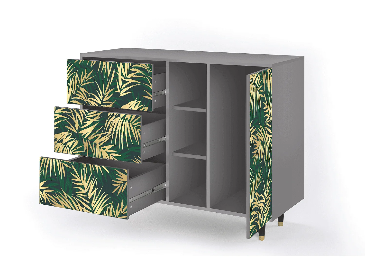 Kredens - 125x98x48 cm - BS2 - Sunny Palm Tree, Szary