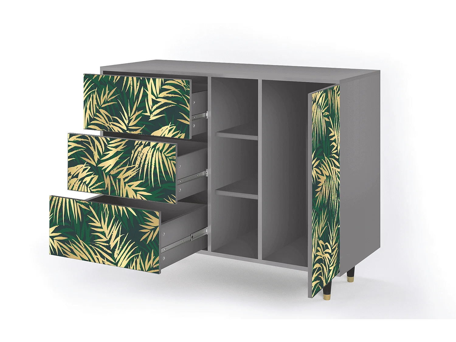Buffet - 125x98x48 cm - BS2 - Sunny Palm Tree, Gris