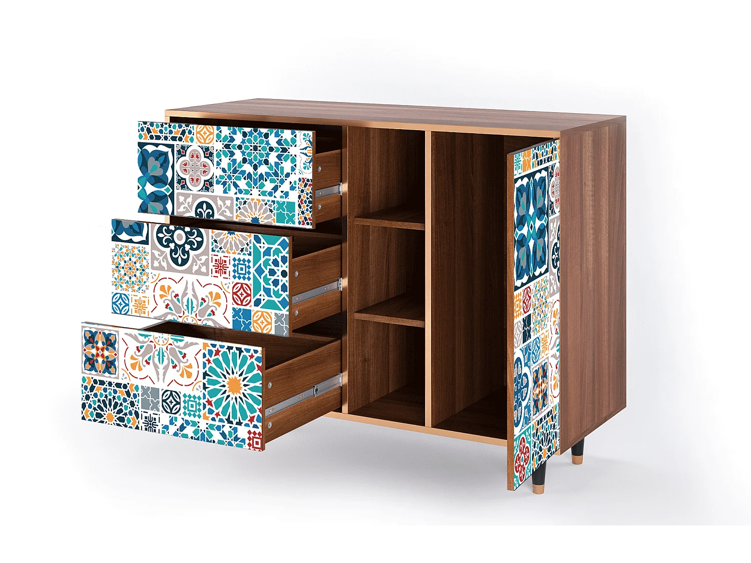 Buffet - 125x98x48 cm - BS2 - Moroccan Market, Noyer