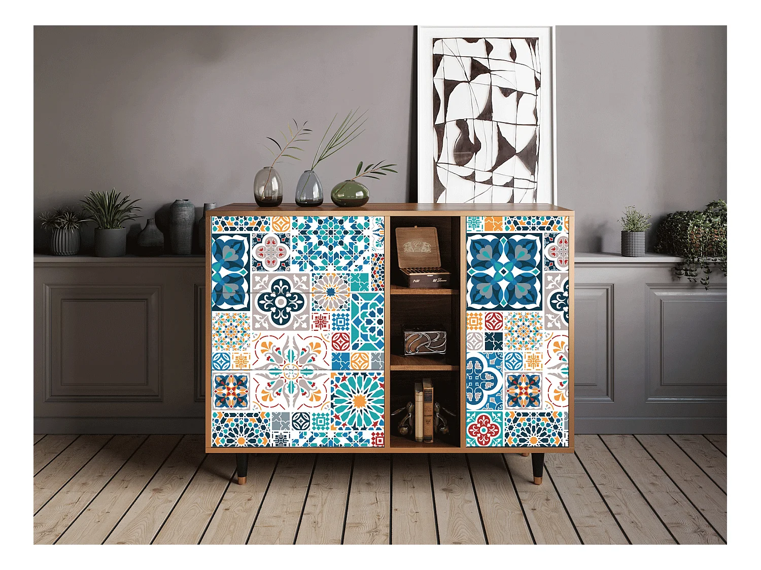 Credenza - 125x98x48 cm - BS2 - Moroccan Market, Noce