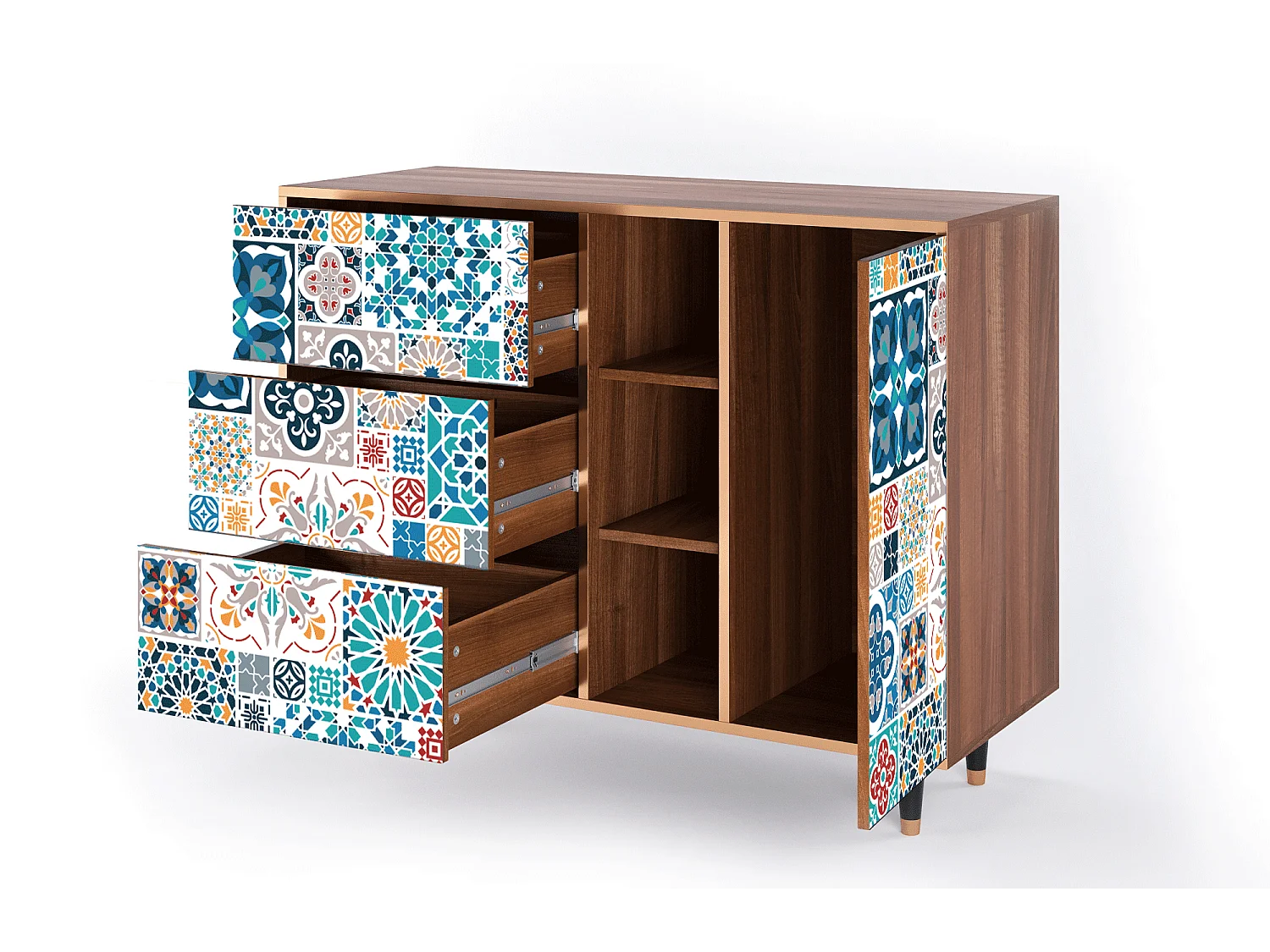 Buffet - 125x98x48 cm - BS2 - Moroccan Market, Noyer