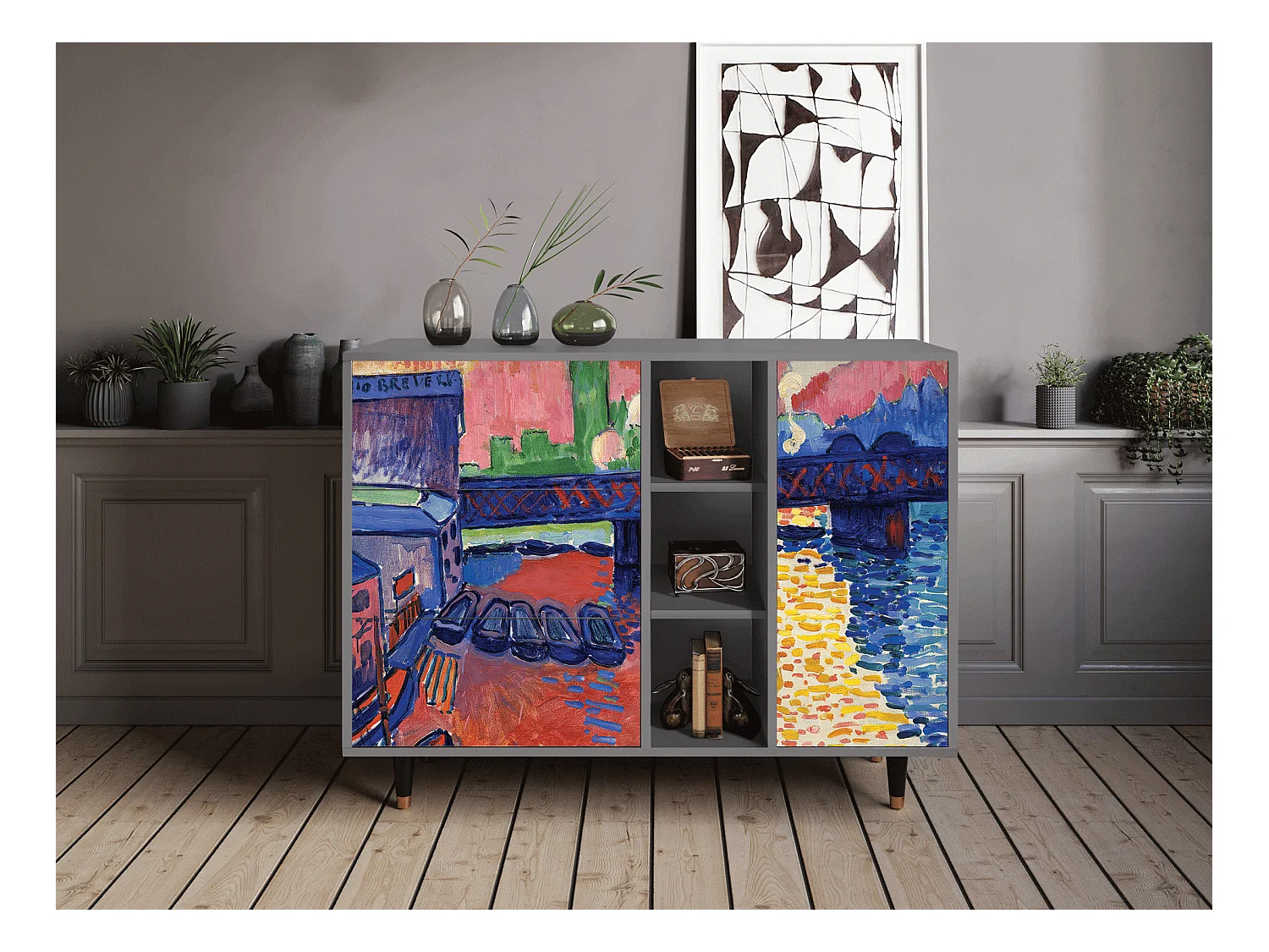 Aparador - 125x98x48 cm - BS2 - Charing Cross Bridge, Cinza