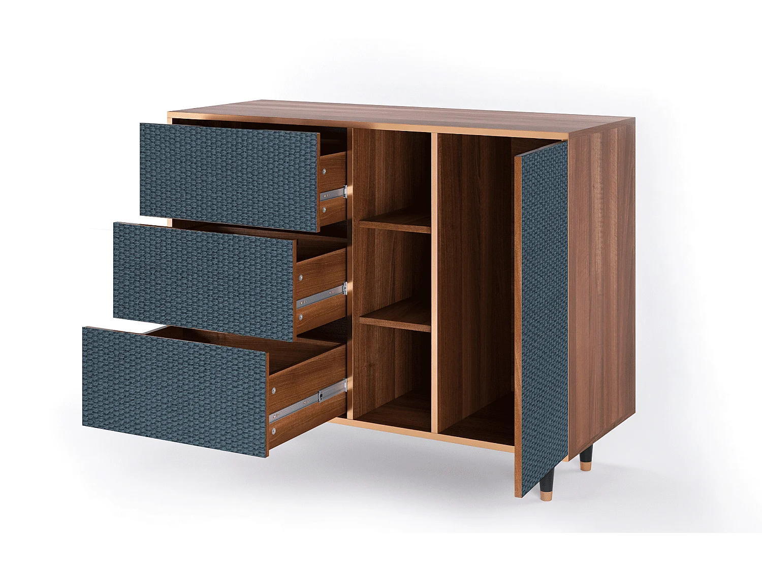 Buffet - 125x98x48 cm - BS2 - Knitted Pattern, Noyer