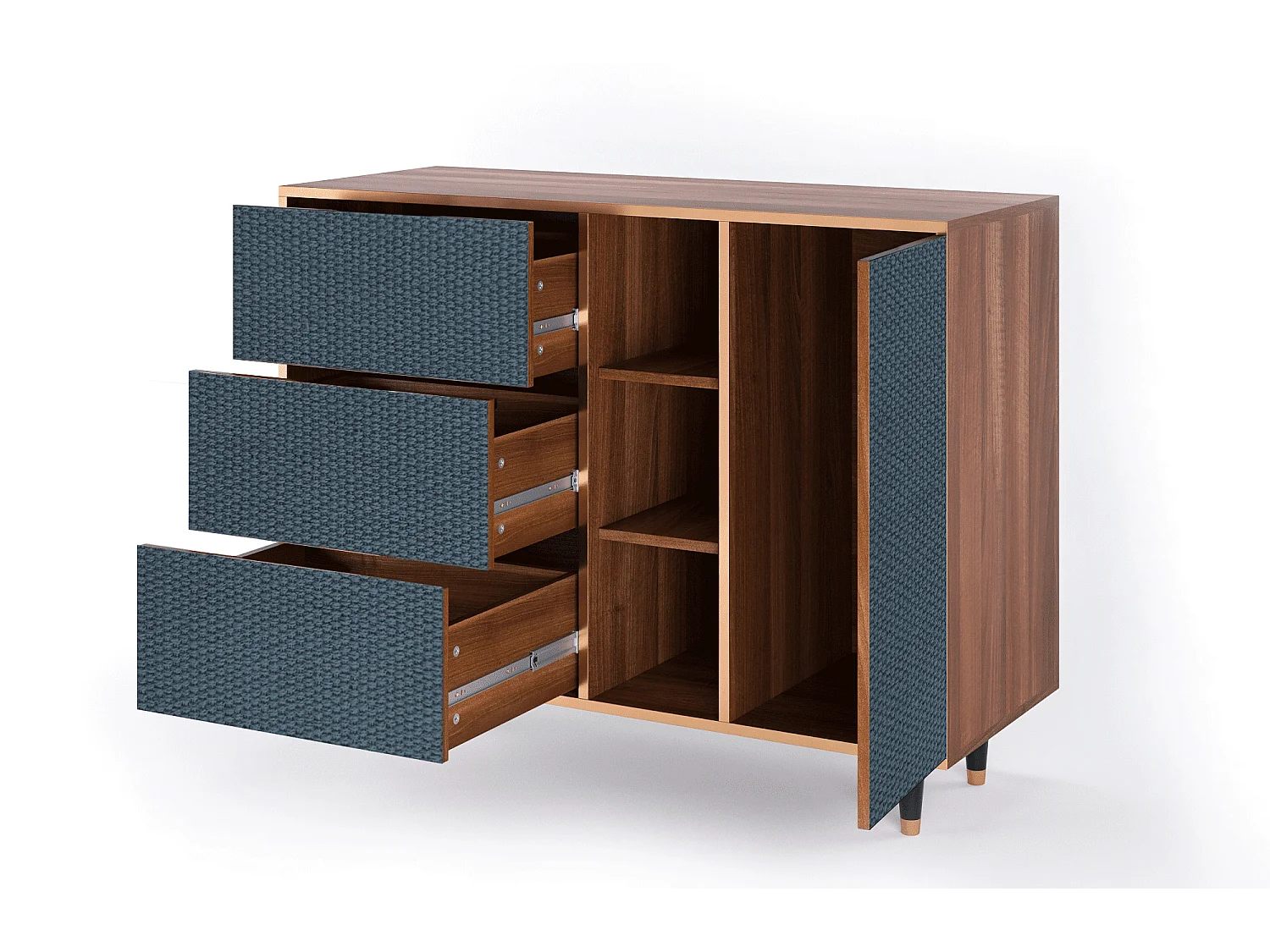 Buffet - 125x98x48 cm - BS2 - Knitted Pattern, Noyer