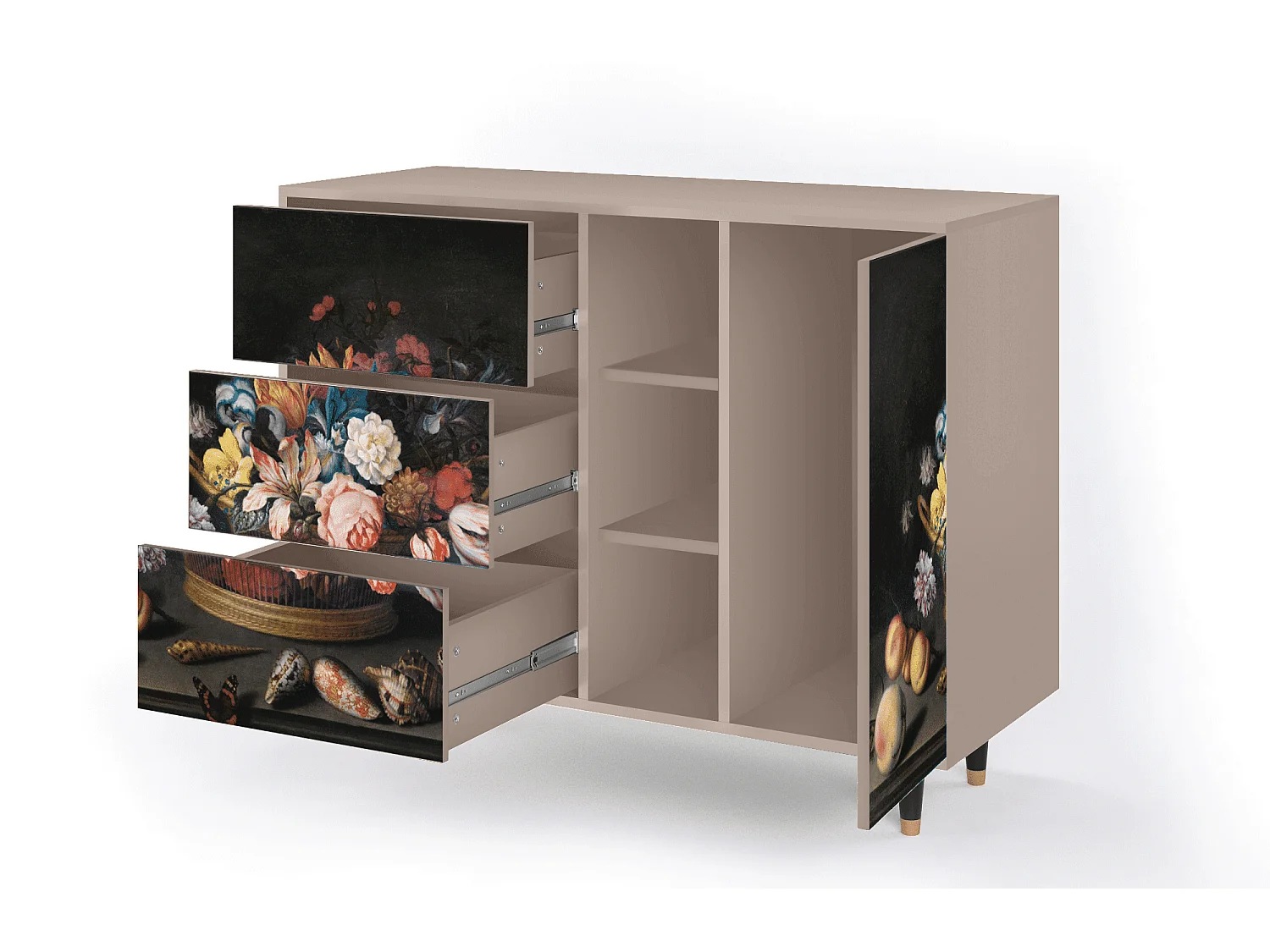 Credenza - 125x98x48 cm - BS2 - Still Life with Flowers, Latte