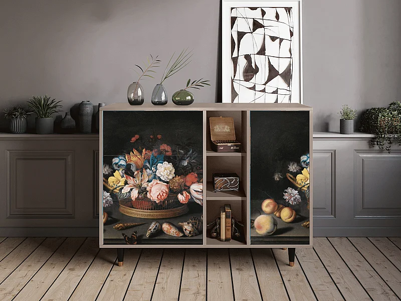 Sideboard - 125x98x48 cm - BS2 - Still Life with Flowers, Latte