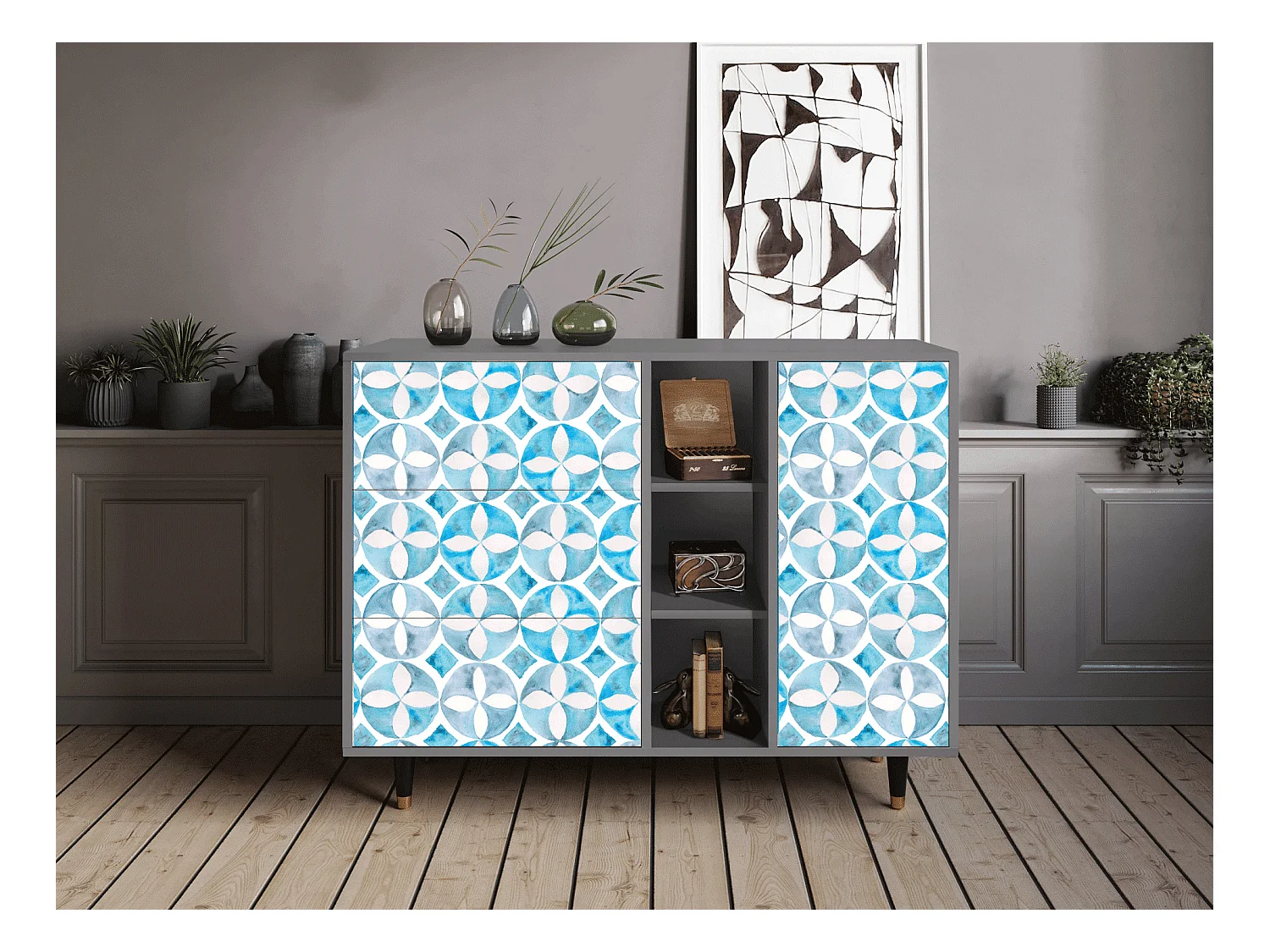 Credenza - 125x98x48 cm - BS2 - Porto Mood, Grigio