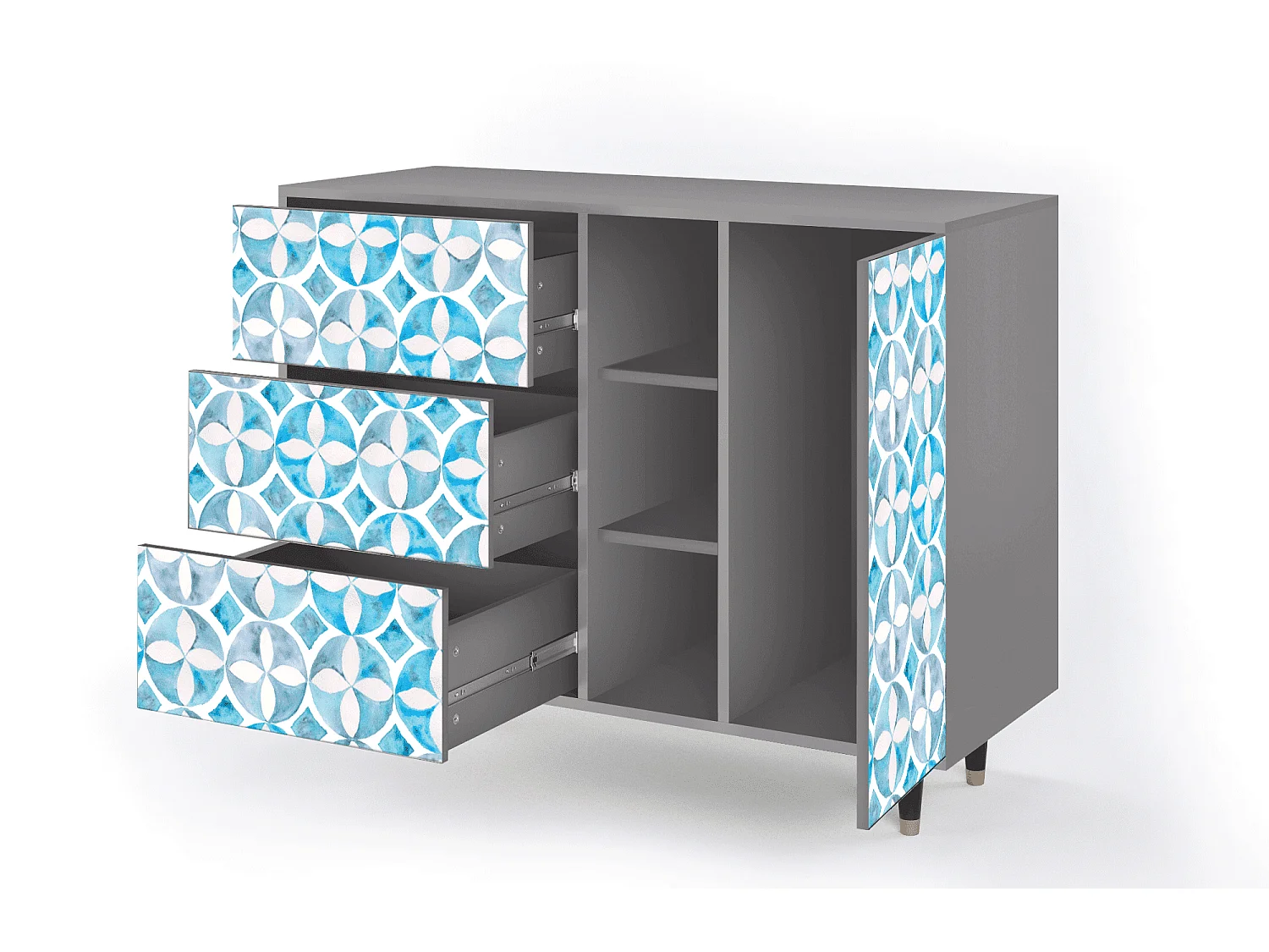 Kredens - 125x98x48 cm - BS2 - Porto Mood, Szary