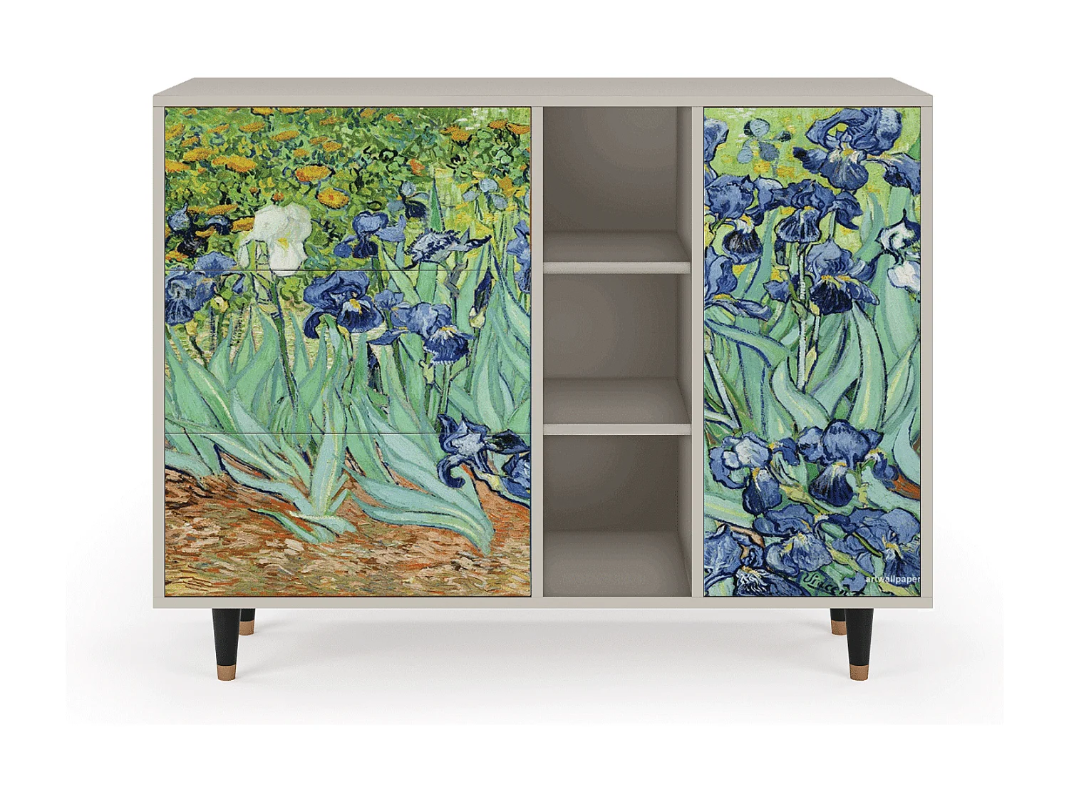 Kredens - 125x98x48 cm - BS2 - Irises , Piaskowy