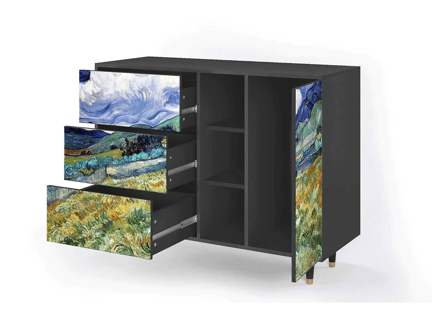 Kredens - 125x98x48 cm - BS2 - Landscape, Antracyt