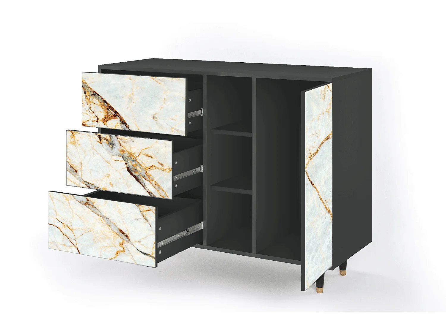 Buffet - 125x98x48 cm - BS2 - Sabley Marble, Anthracite