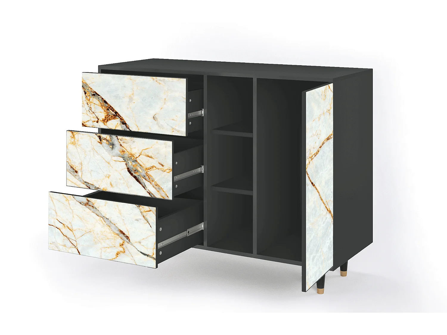 Buffet - 125x98x48 cm - BS2 - Sabley Marble, Anthracite