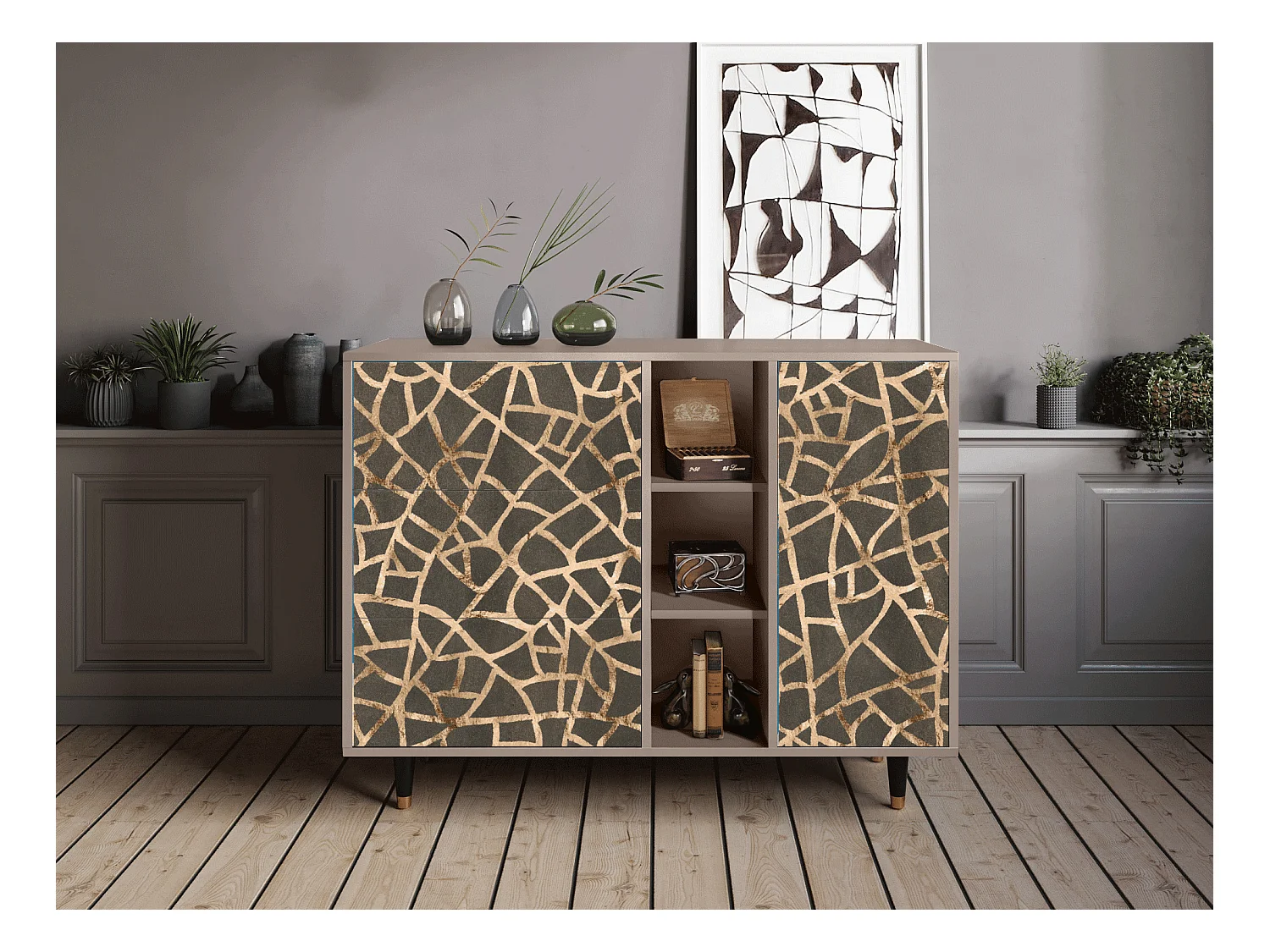 Buffet - 125x98x48 cm - BS2 - Enlarged Leaf, Latte