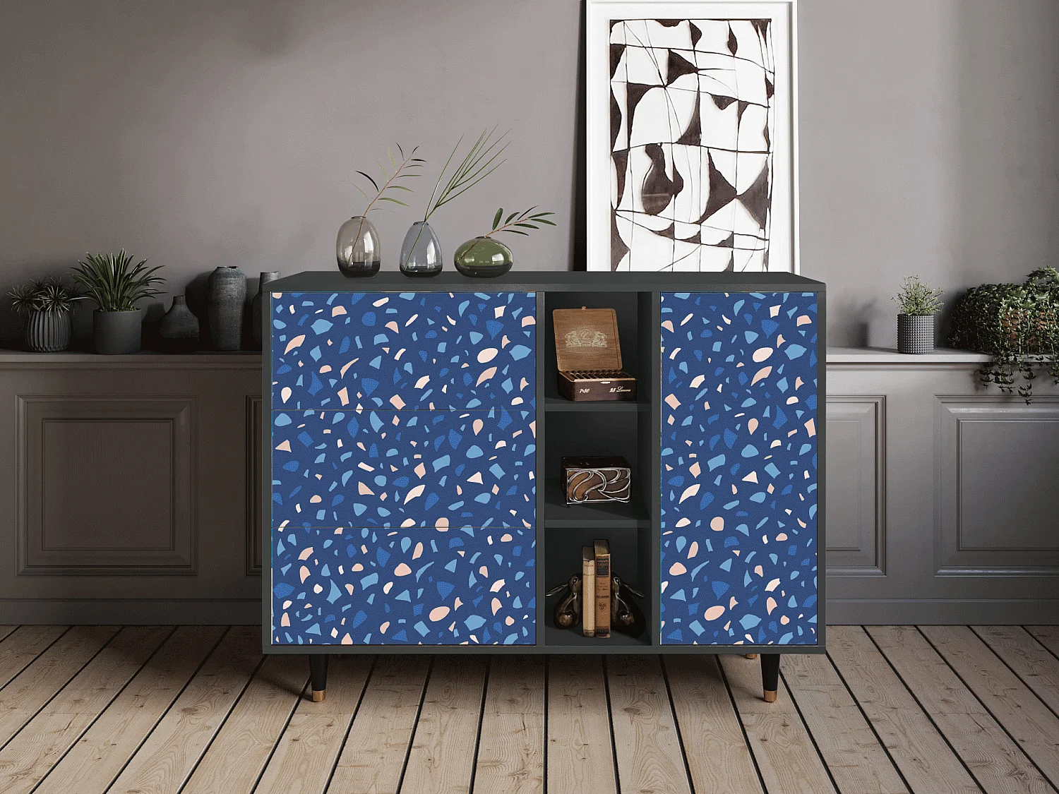 Sideboard - 125x98x48 cm - BS2 - Soap Whirpool, Anthrazit