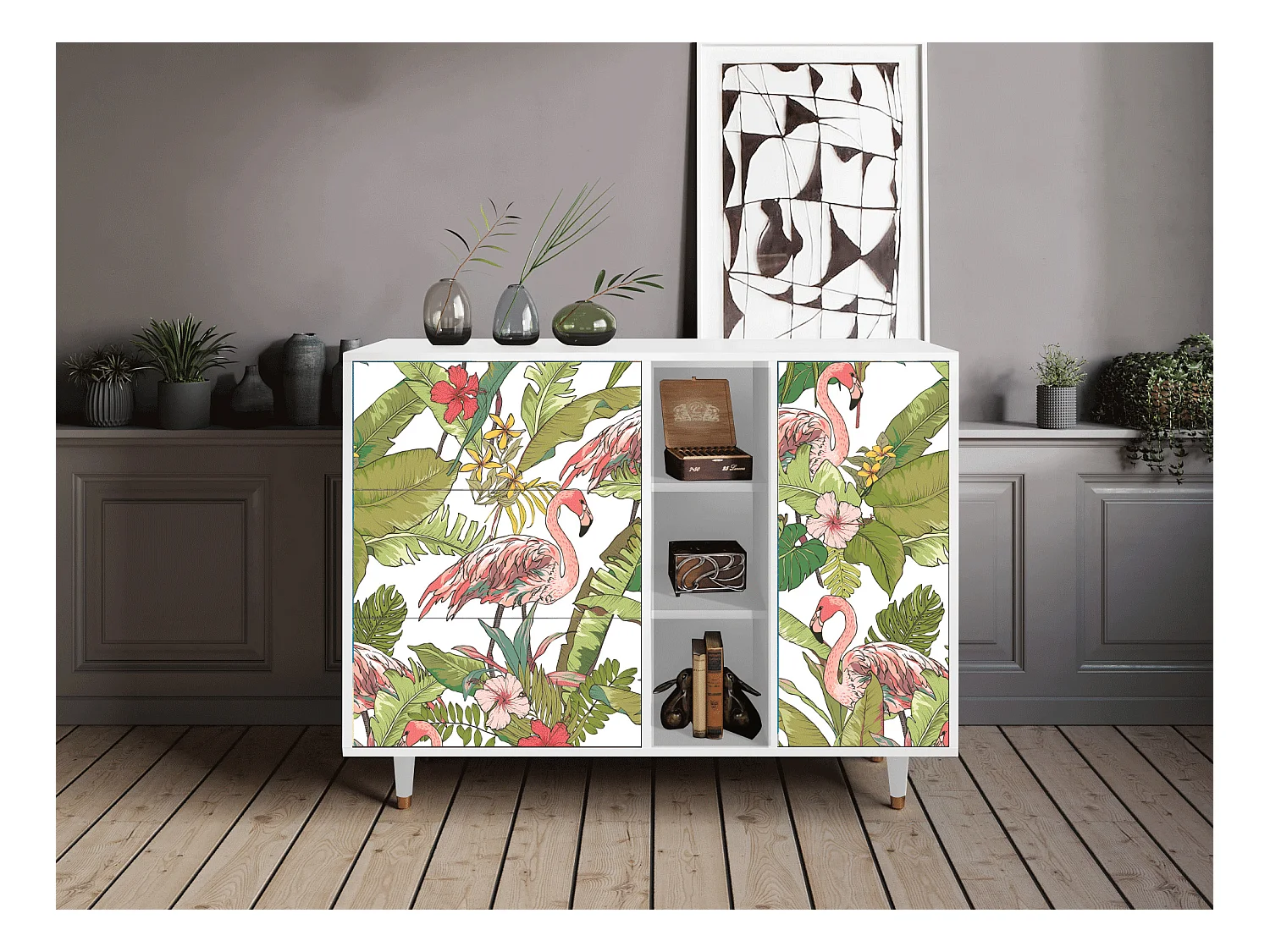 Buffet - 125x98x48 cm - BS2 - Sweet Flamingo, Blanc