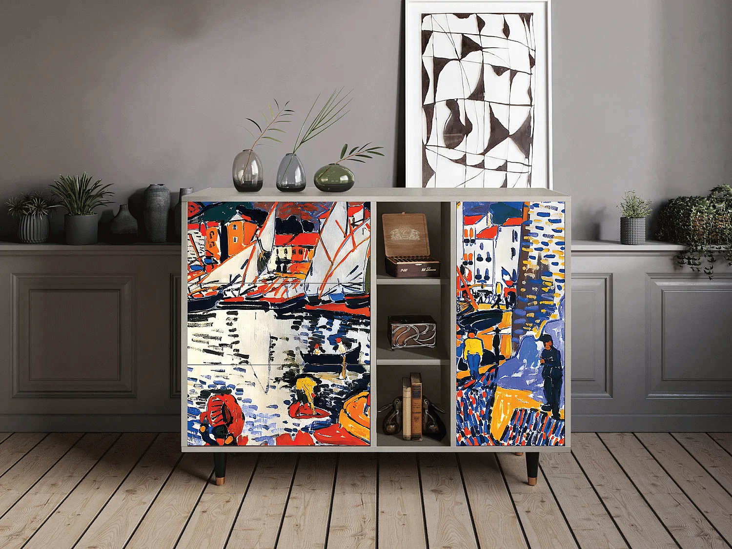 Aparador - 125x98x48 cm - BS2 - Le Séchage des voiles , Areia