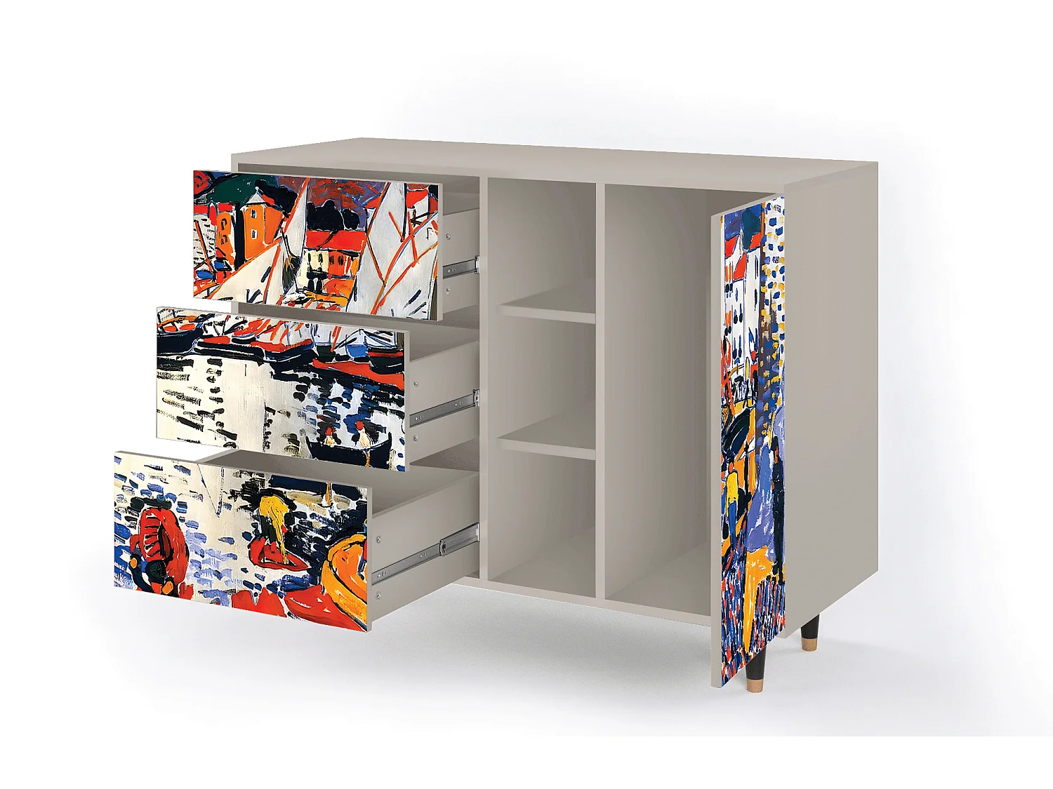 Aparador - 125x98x48 cm - BS2 - Le Séchage des voiles , Areia