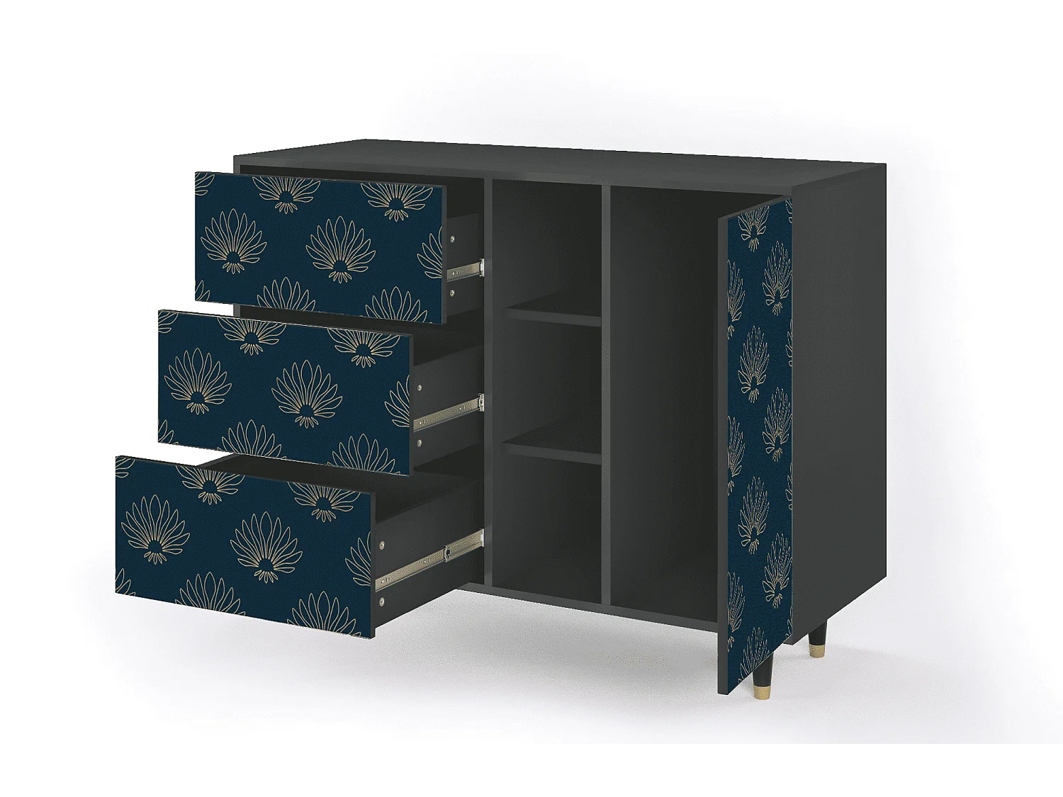 Buffet - 125x98x48 cm - BS2 - Blue Lotus, Anthracite