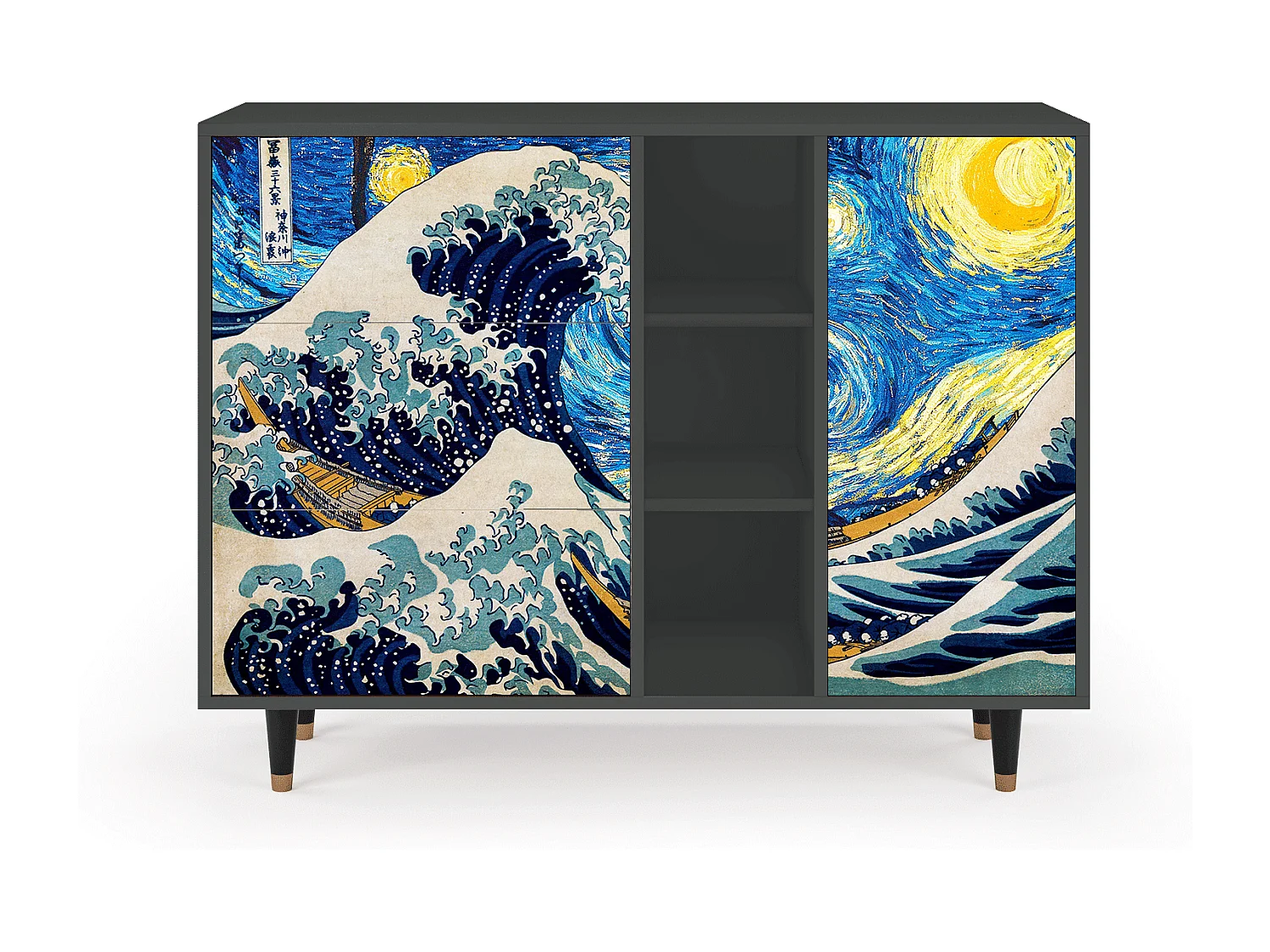 Kredens - 125x98x48 cm - BS2 - Great Wave, Antracyt