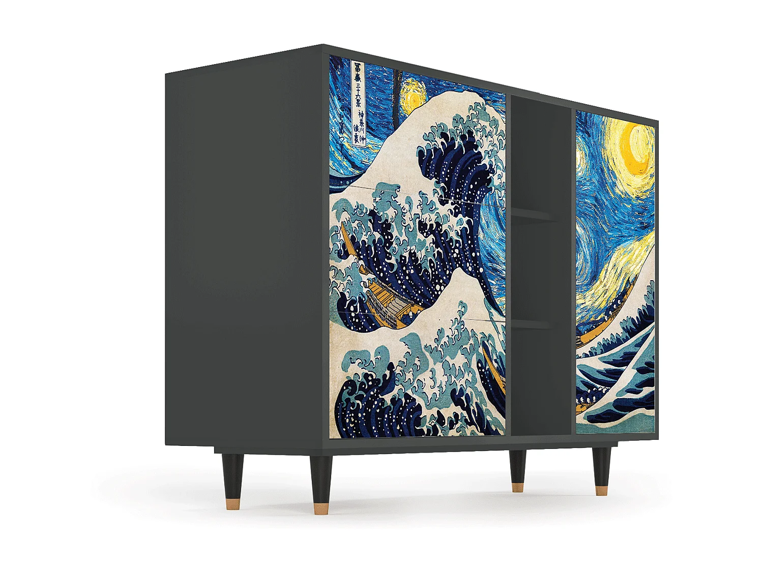 Kredens - 125x98x48 cm - BS2 - Great Wave, Antracyt