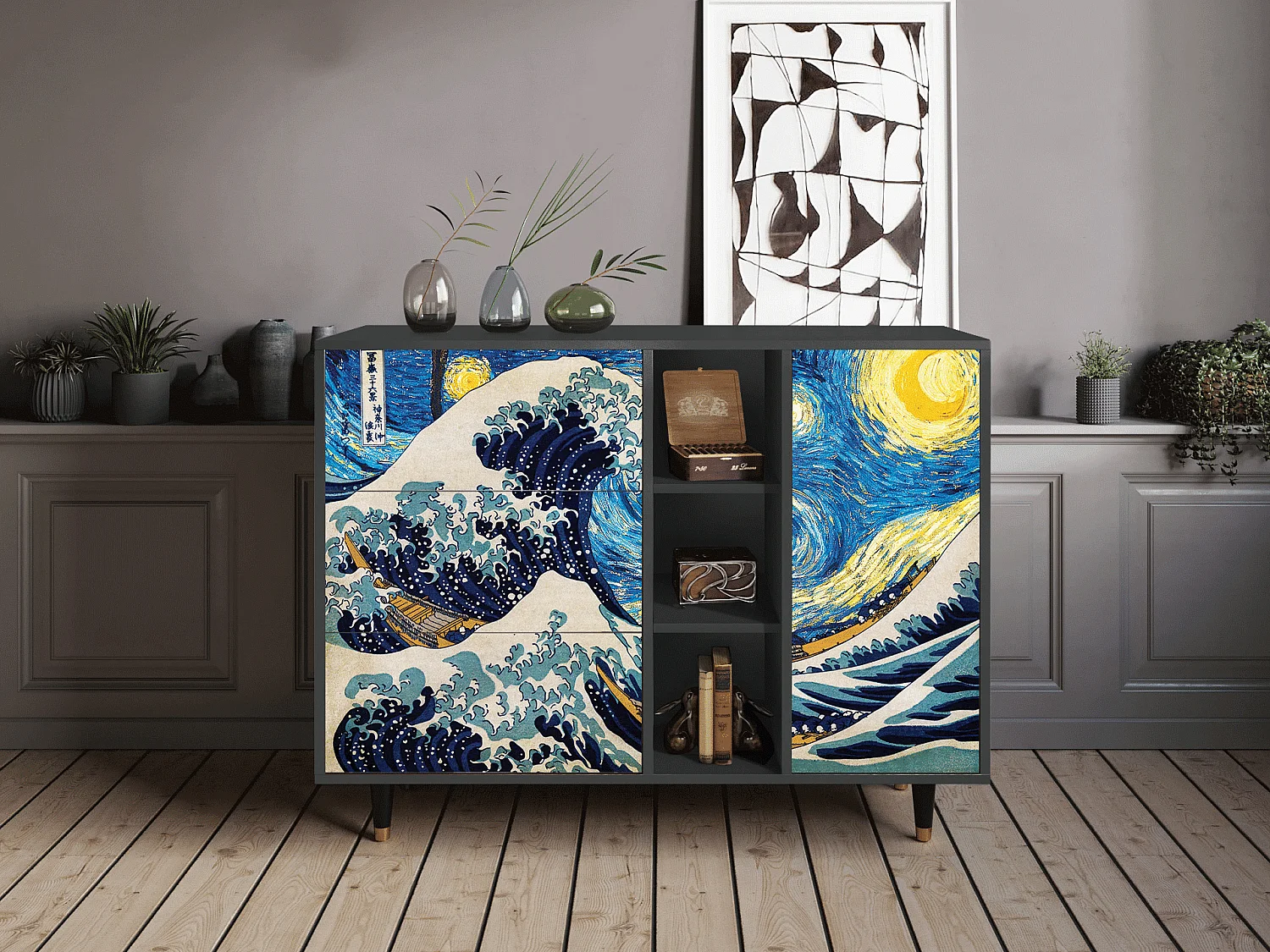 Buffet - 125x98x48 cm - BS2 - Great Wave, Anthracite