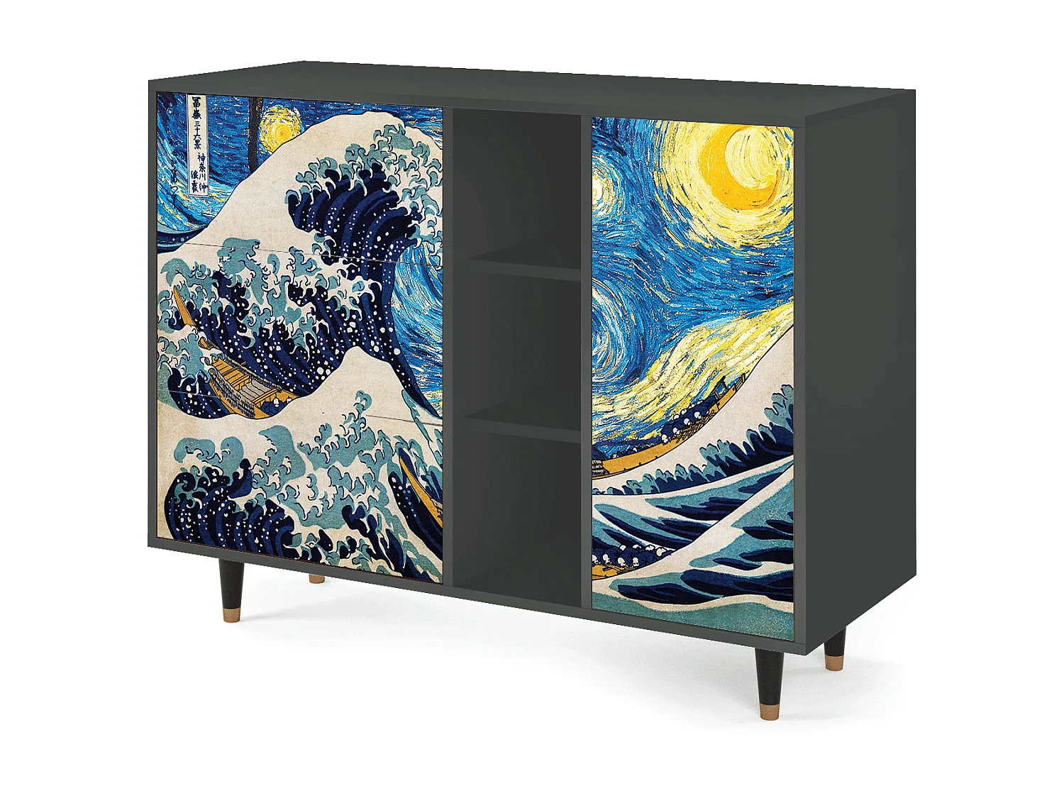 Buffet - 125x98x48 cm - BS2 - Great Wave, Anthracite