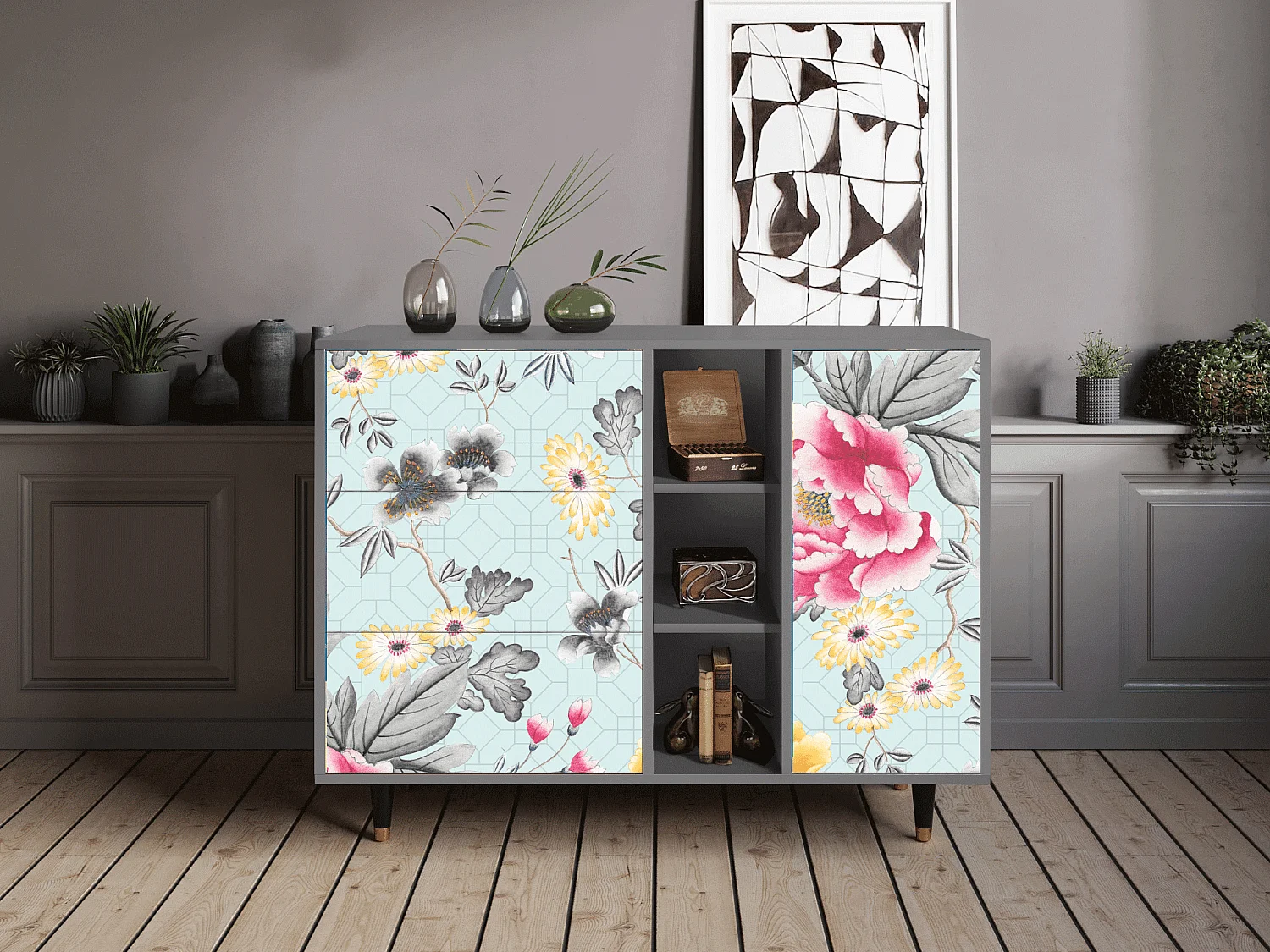 Aparador - 125x98x48 cm - BS2 - Sky Garden, Gris