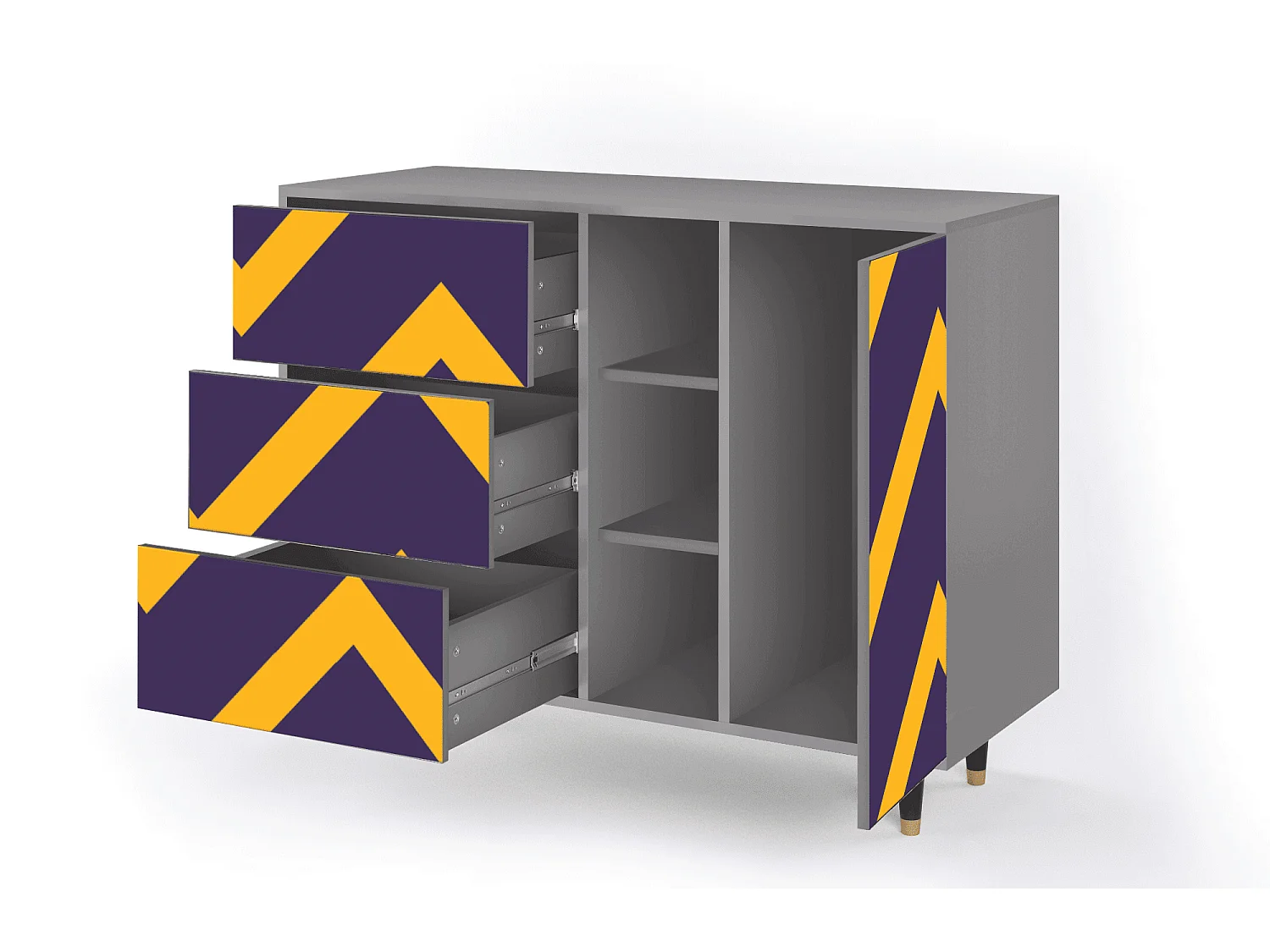 Buffet - 125x98x48 cm - BS2 - The Brightest Way, Gris