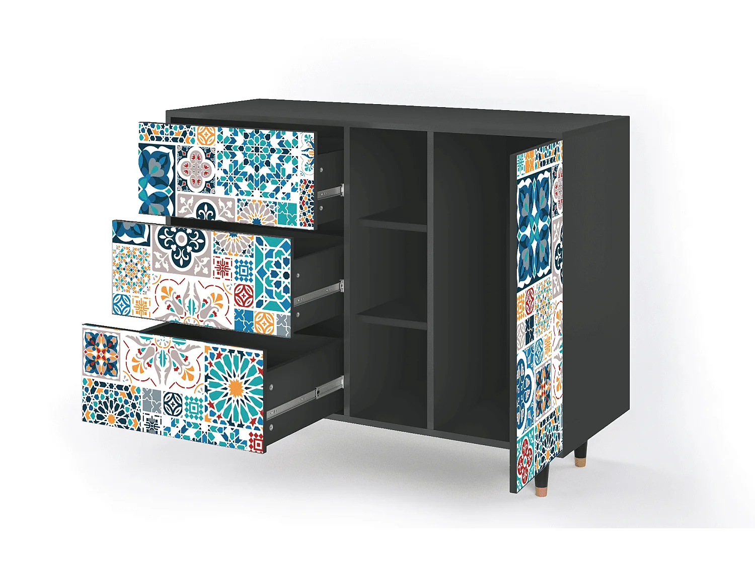 Buffet - 125x98x48 cm - BS2 - Moroccan Market, Anthracite