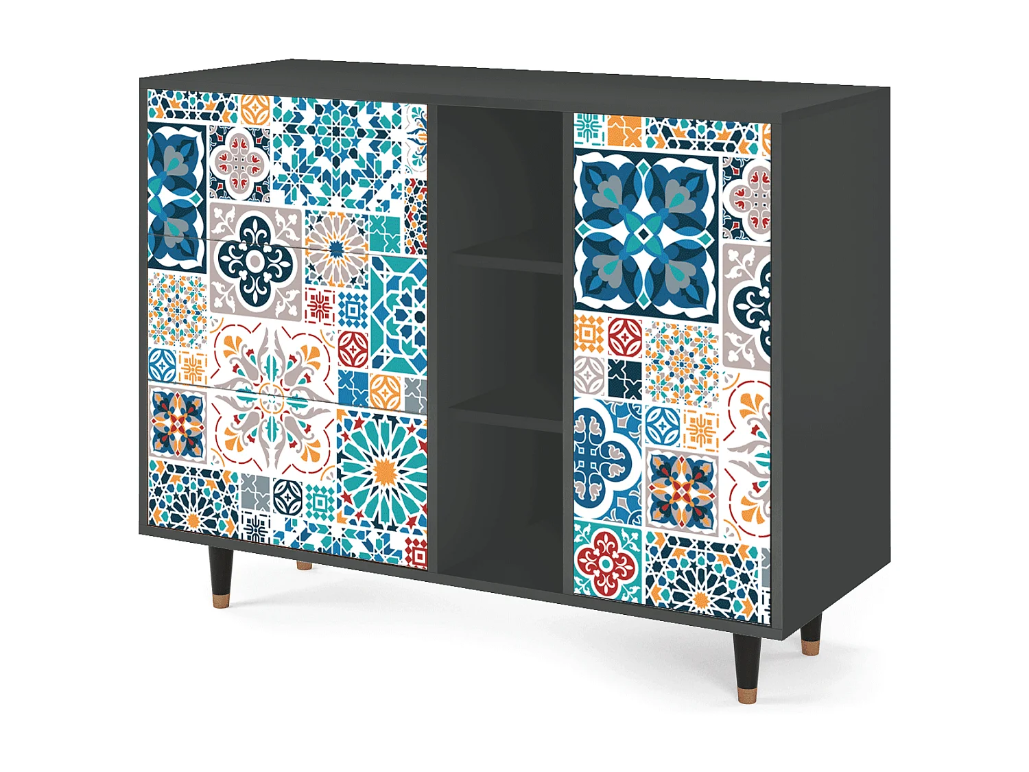 Buffet - 125x98x48 cm - BS2 - Moroccan Market, Anthracite