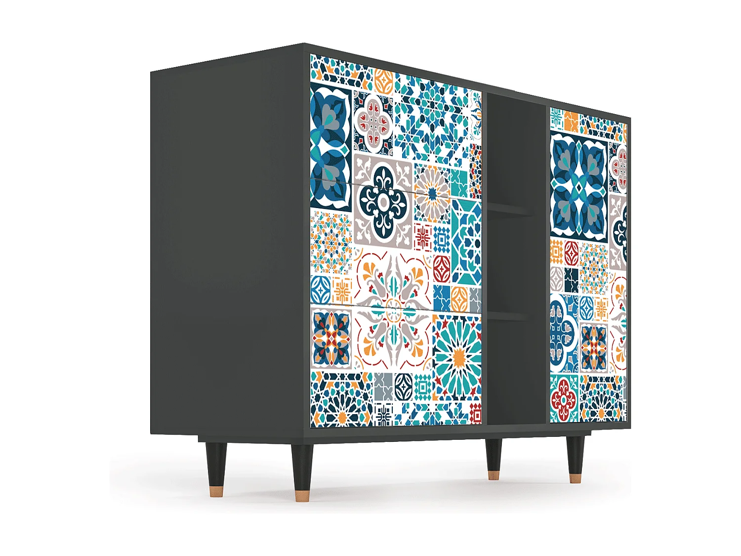 Buffet - 125x98x48 cm - BS2 - Moroccan Market, Anthracite