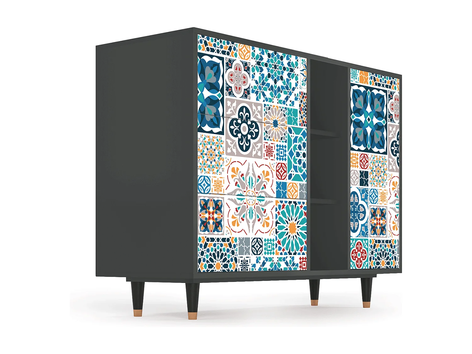 Buffet - 125x98x48 cm - BS2 - Moroccan Market, Anthracite