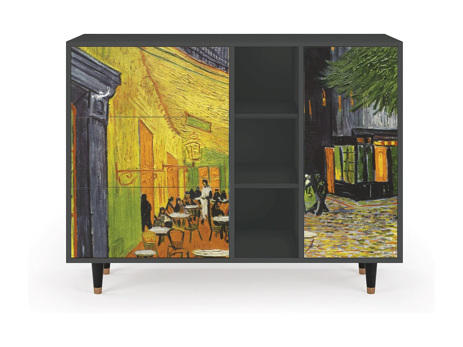 Kredens - 125x98x48 cm - BS2 - Café Terrace at Night, Antracyt