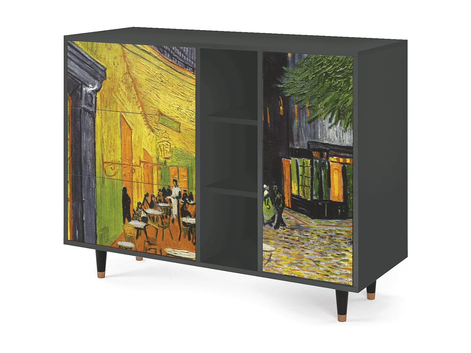 Kredens - 125x98x48 cm - BS2 - Café Terrace at Night, Antracyt