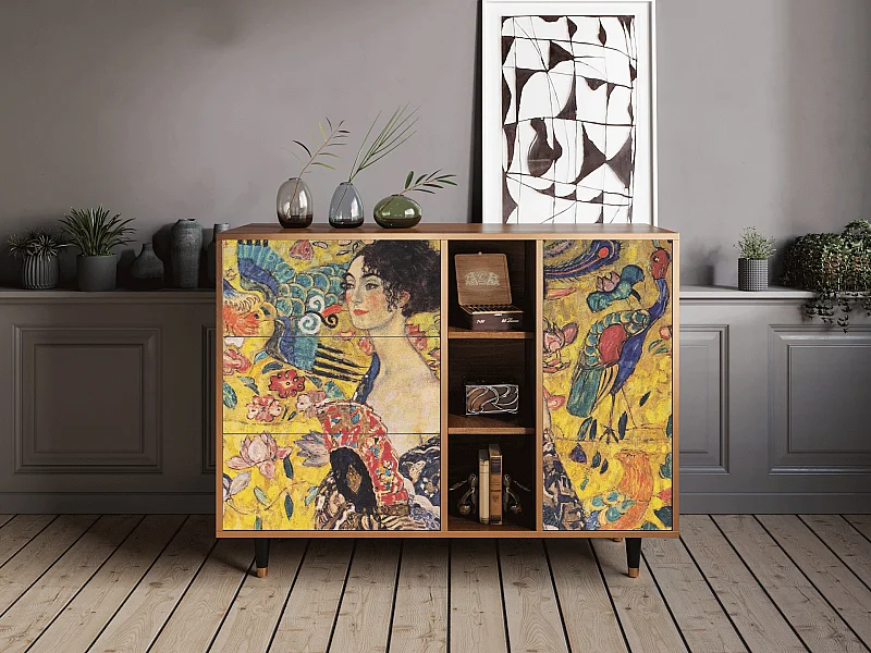 Buffet - 125x98x48 cm - BS2 - Lady with Fan by Klimt, Noyer