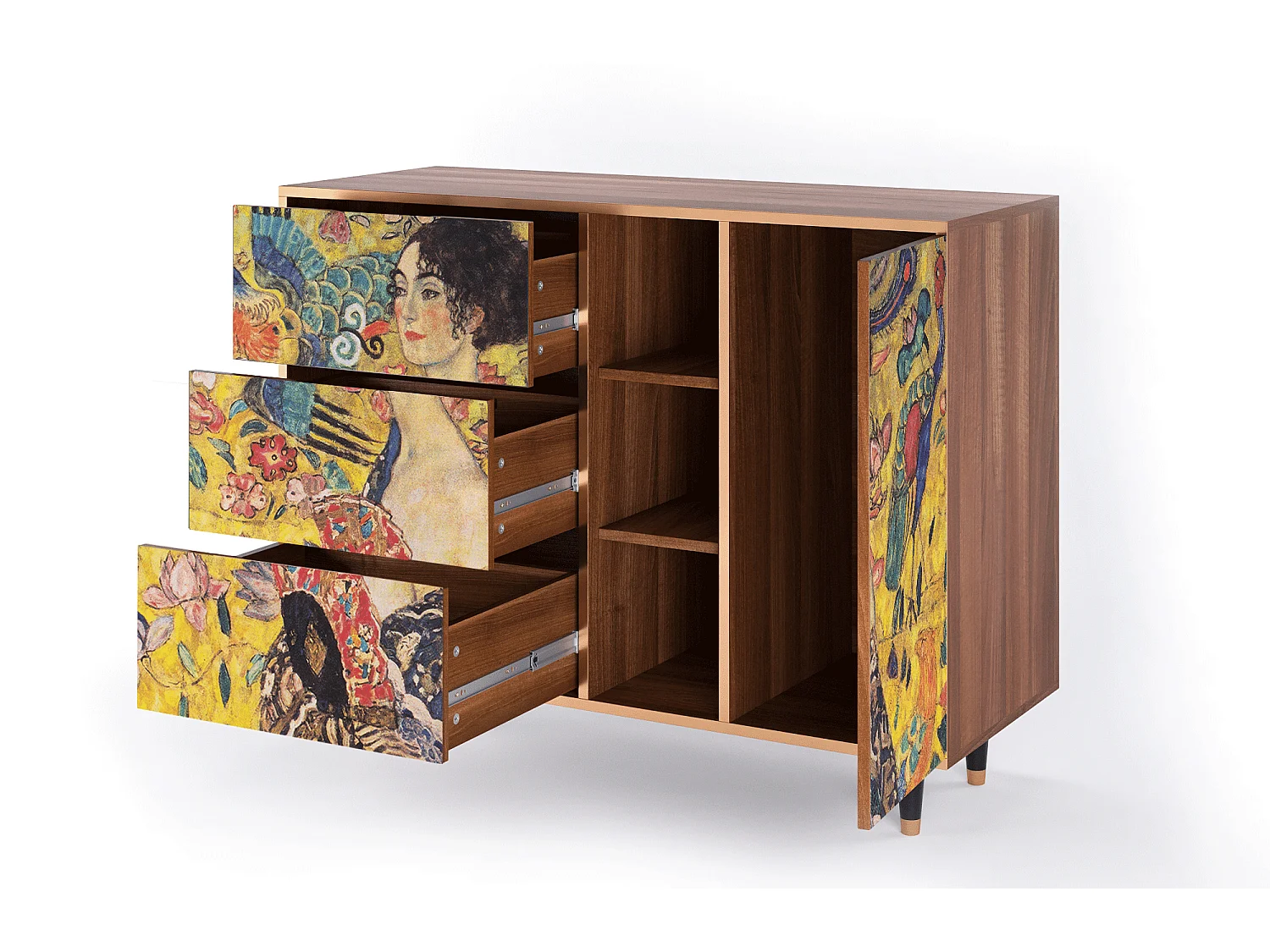 Buffet - 125x98x48 cm - BS2 - Lady with Fan by Klimt, Noyer