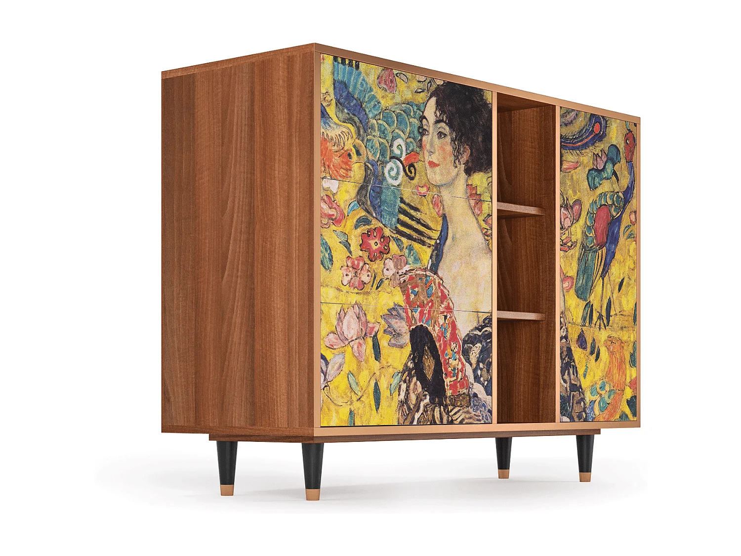 Kredens - 125x98x48 cm - BS2 - Lady with Fan by Klimt, Orzech