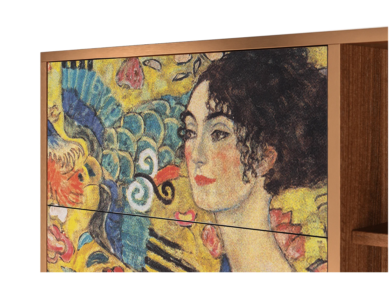 Kredens - 125x98x48 cm - BS2 - Lady with Fan by Klimt, Orzech