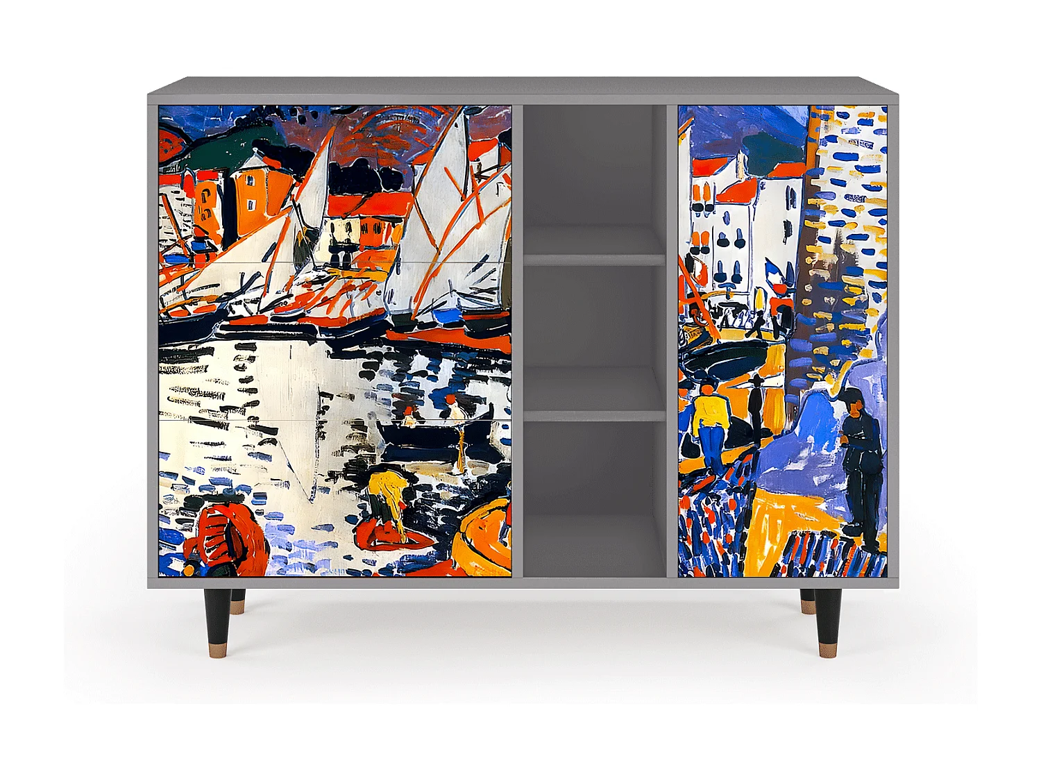 Aparador - 125x98x48 cm - BS2 - Le Séchage des voiles , Gris