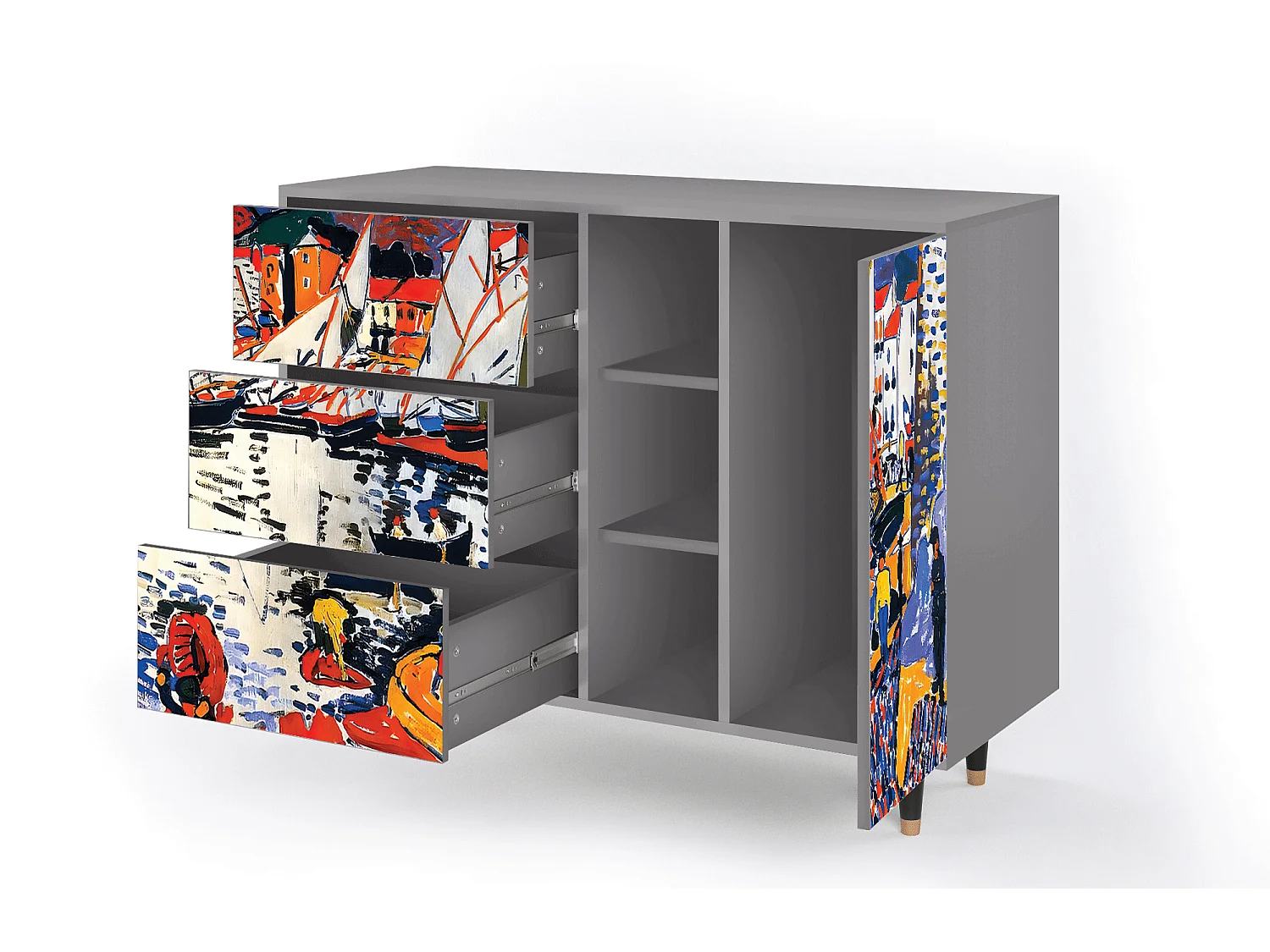 Buffet - 125x98x48 cm - BS2 - Le Séchage des voiles , Gris