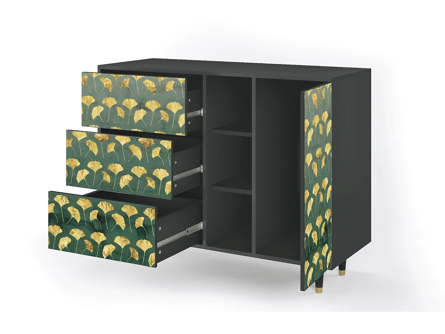 Credenza - 125x98x48 cm - BS2 - Gingko leaves, Antracite