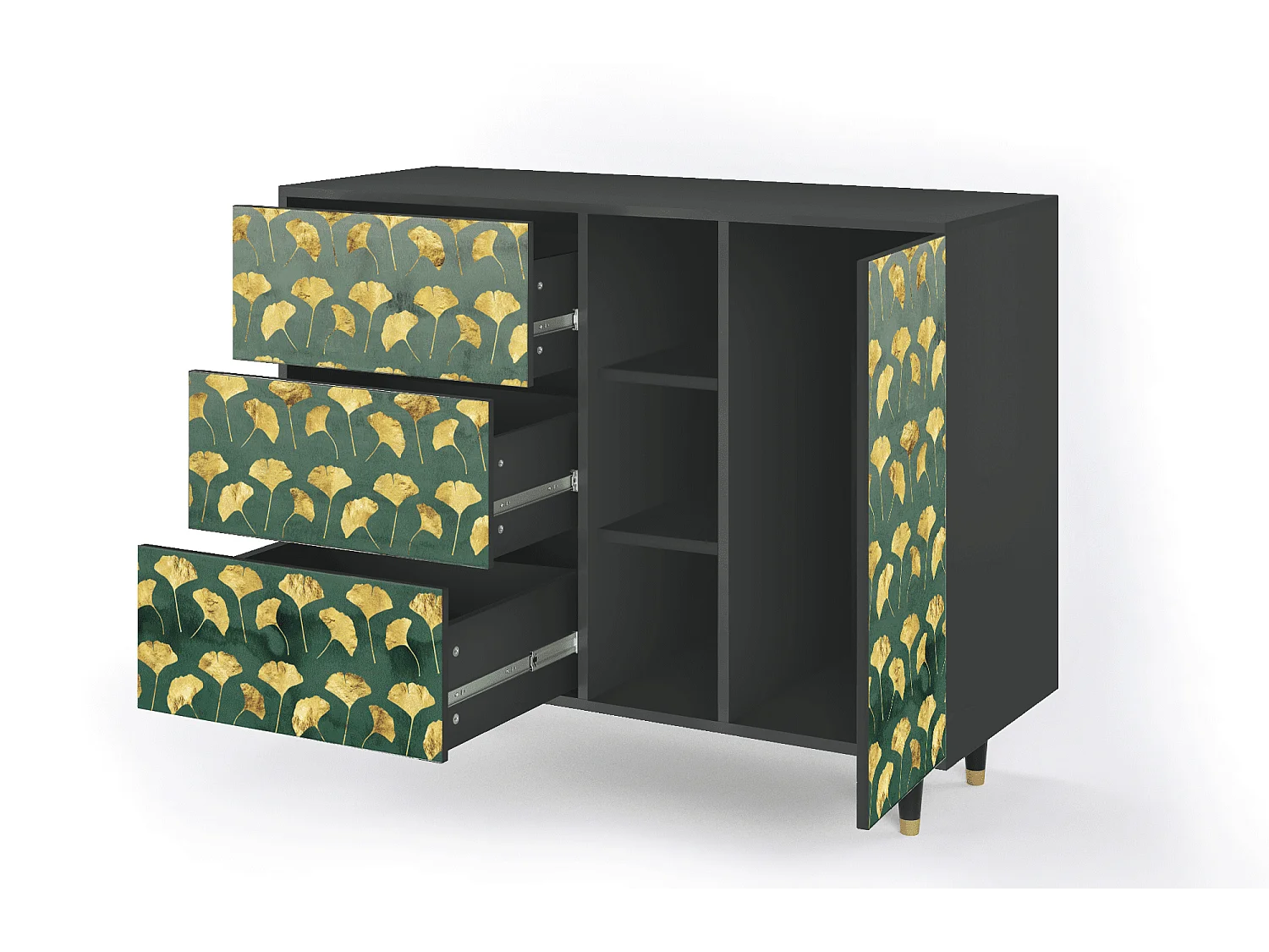 Credenza - 125x98x48 cm - BS2 - Gingko leaves, Antracite
